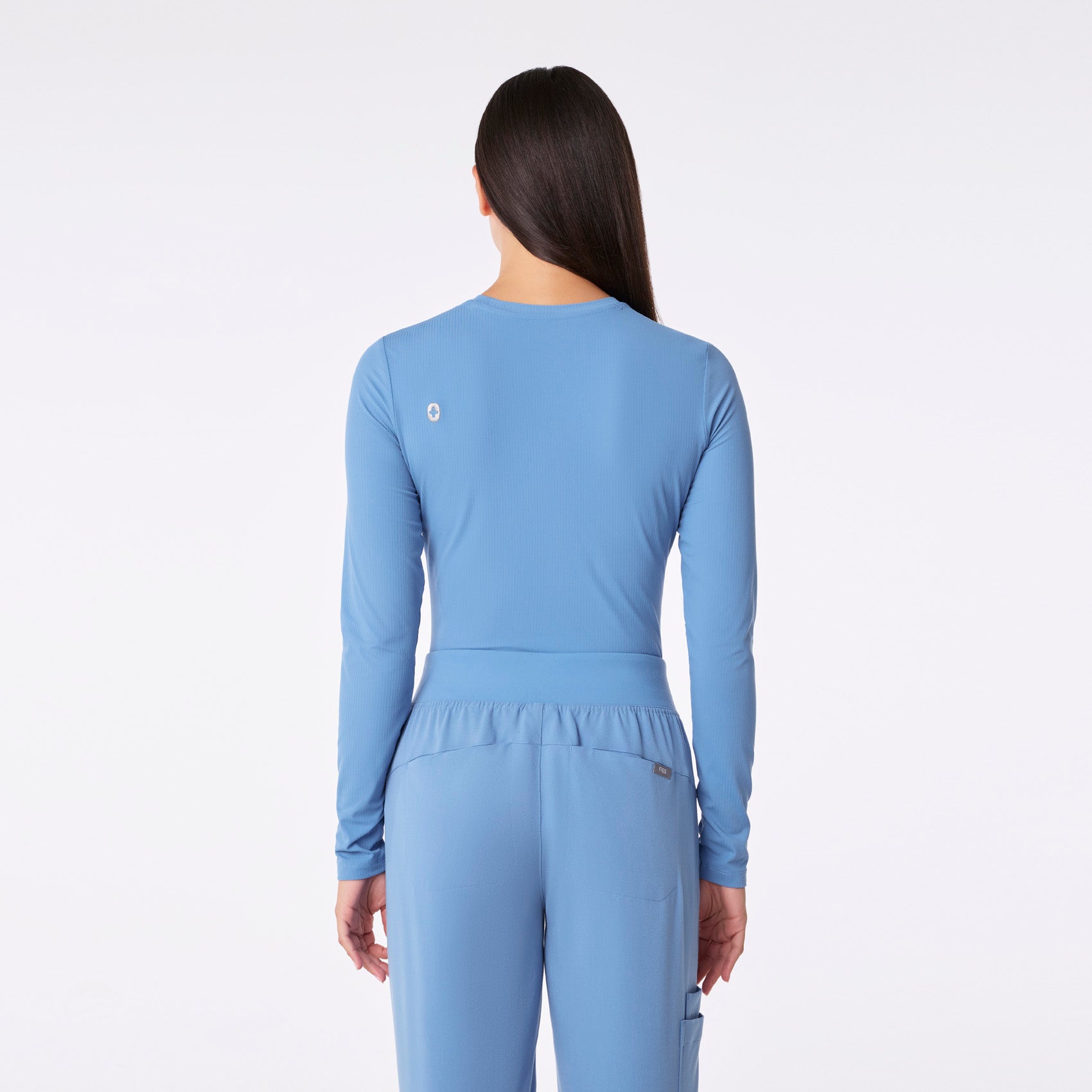 Palmer Ribbed Long-Sleeve Underscrub - Ceil Blue