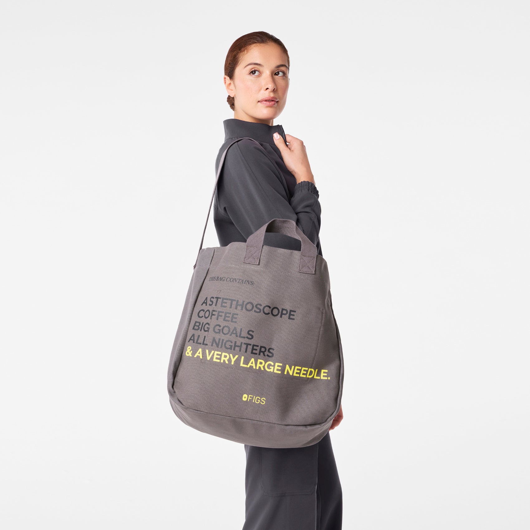 A Very Large Needle Canvas Tote - Dark Grey