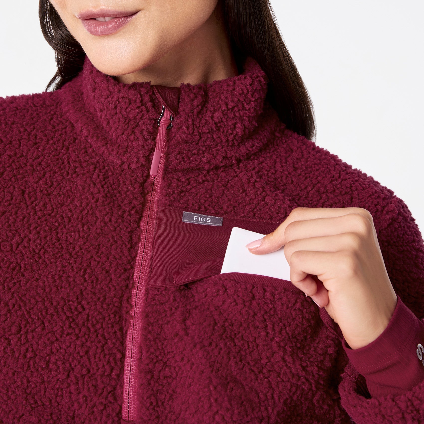High-Pile Fleece Pullover - Deep Cranberry