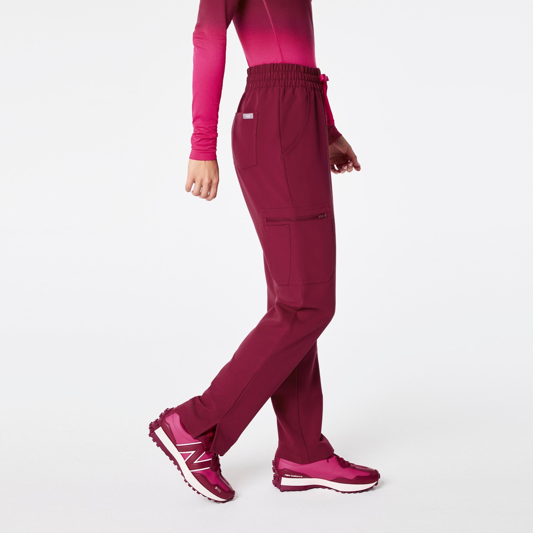 Dowa High-Rise Straight-Leg Scrub Pant - Deep Cranberry