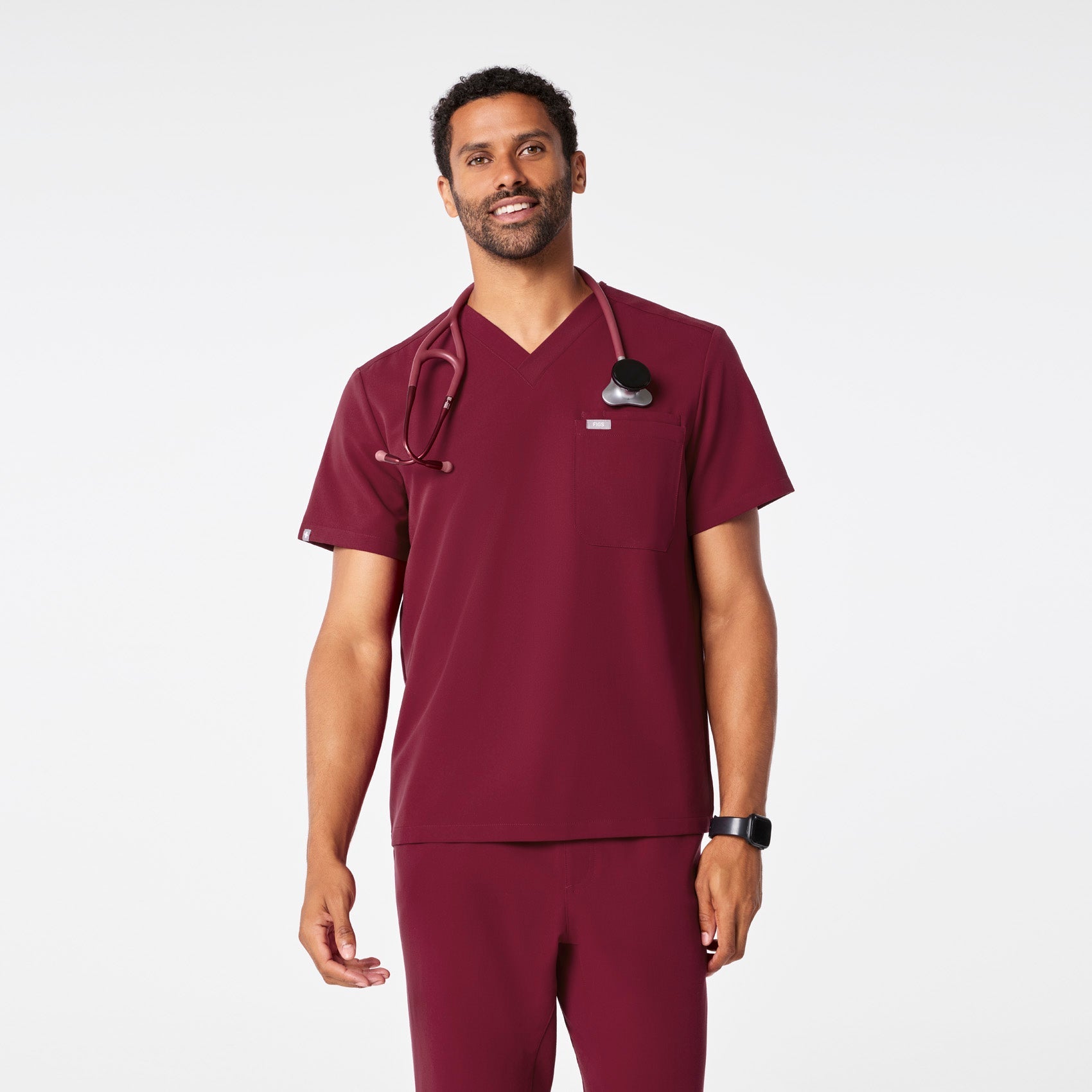 Leon Scrub Top™ - Deep Cranberry