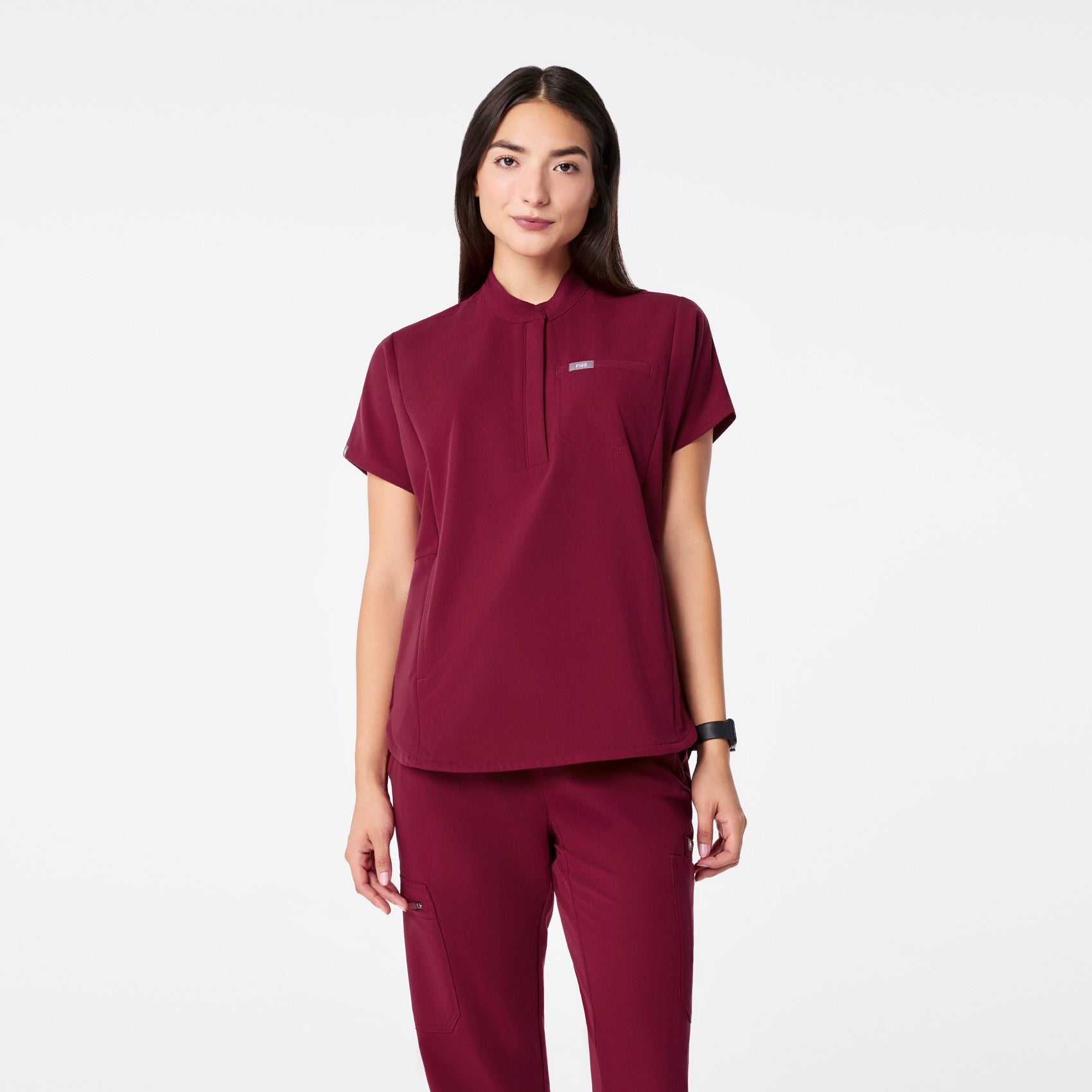 Montex Relaxed Scrub Top - Deep Cranberry