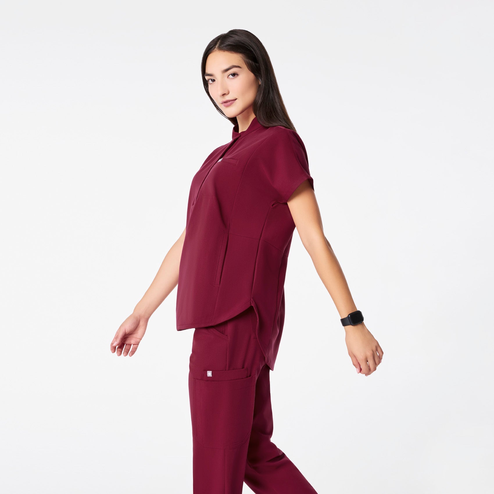 Montex Relaxed Scrub Top - Deep Cranberry