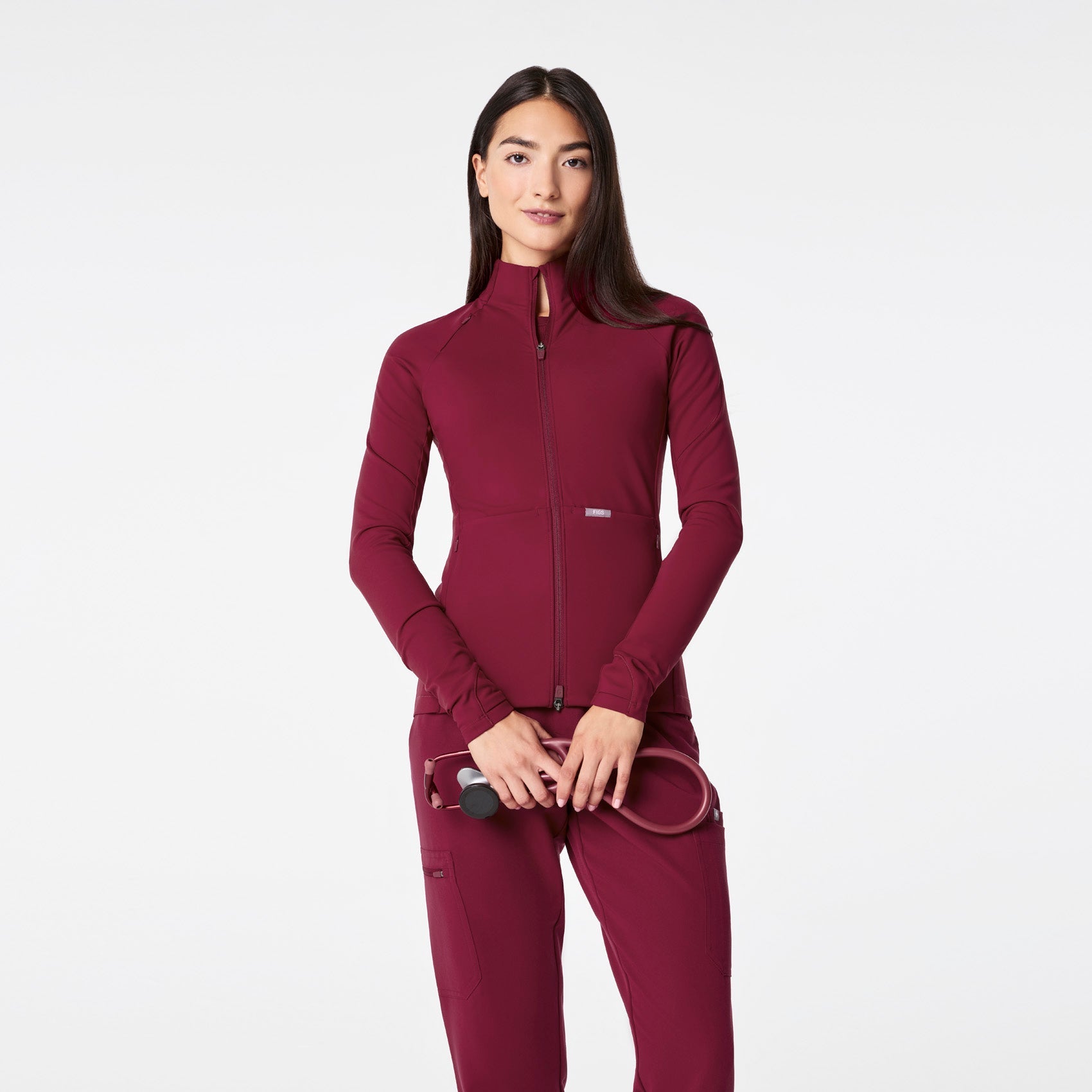ContourKnit Scrub Jacket™ - Deep Cranberry