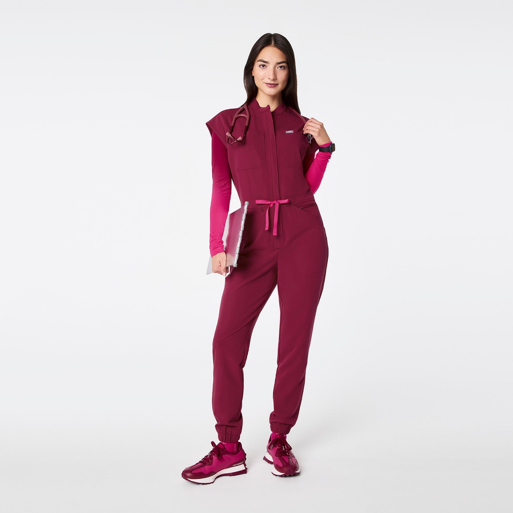 Rafaela Jogger ScrubJumpsuit™ - Deep Cranberry