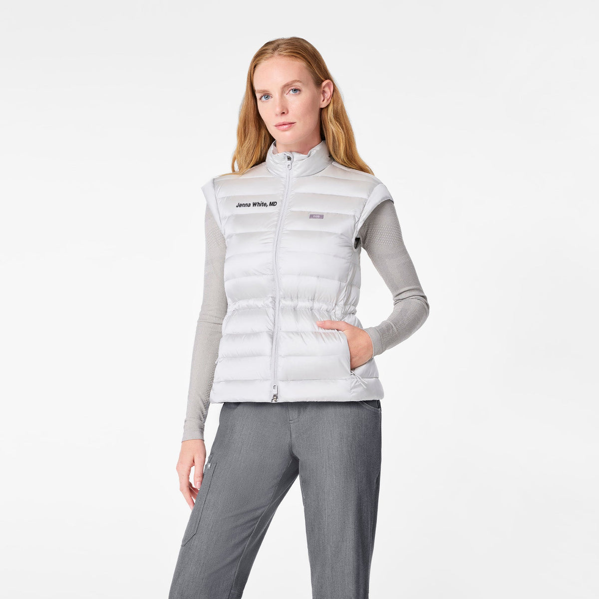 Metallic Puffer Vest - Silver Frost