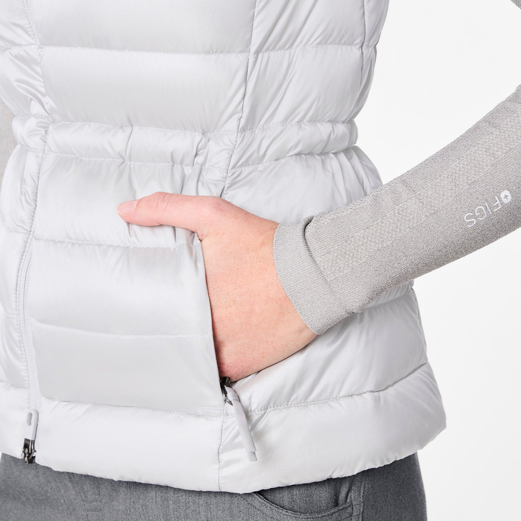 Metallic Puffer Vest - Silver Frost