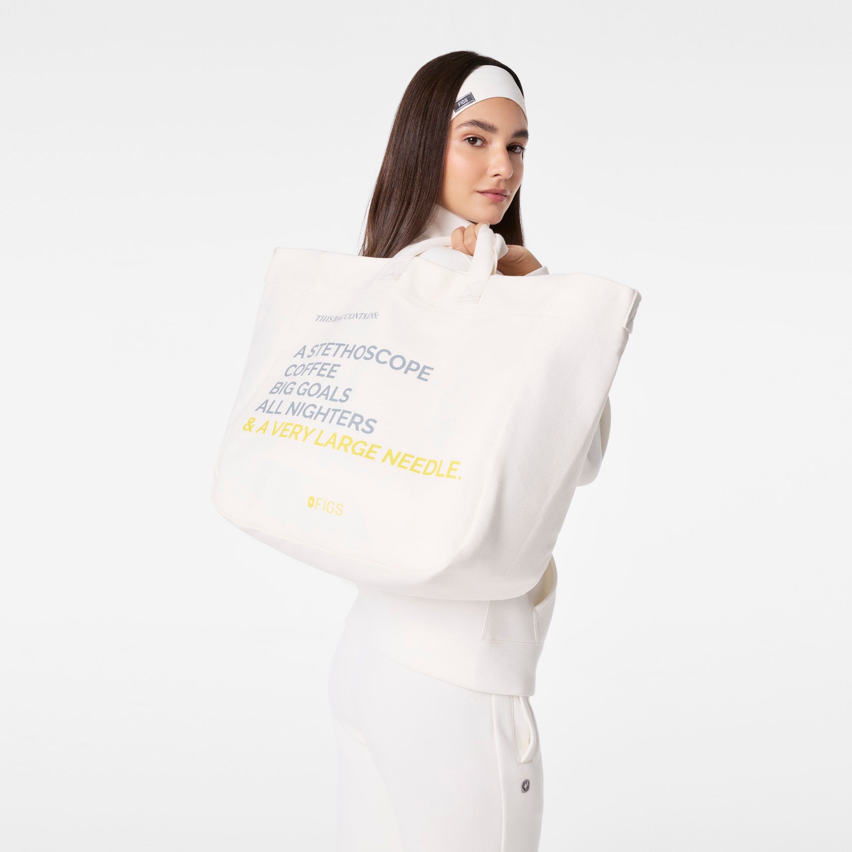 A Very Large Needle Canvas Tote - Off White