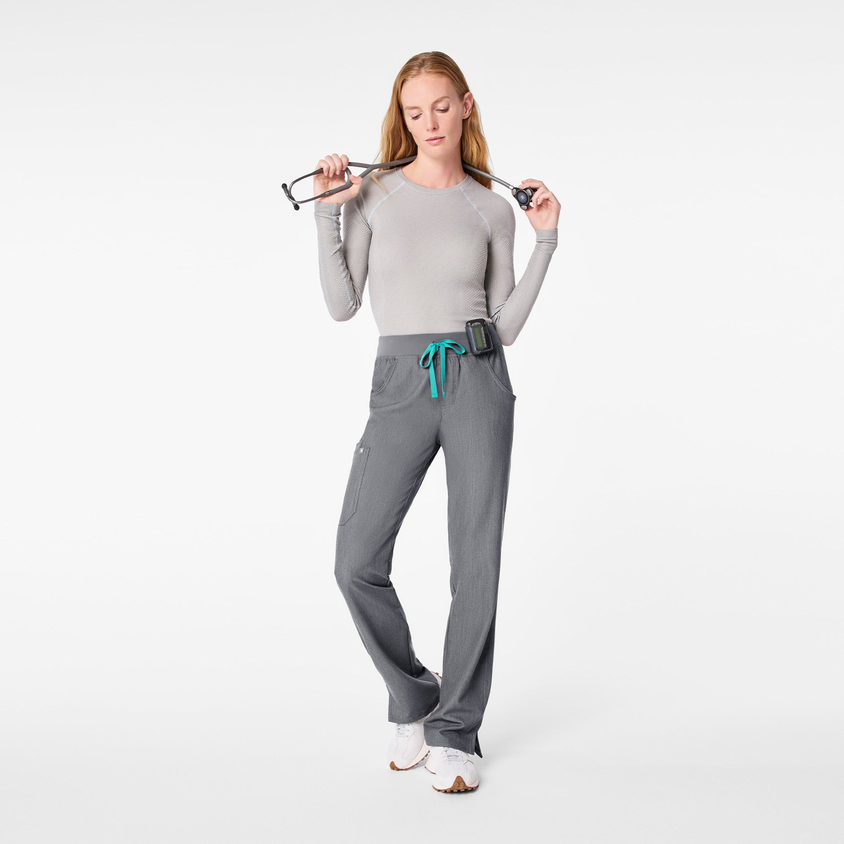 Salta Shimmer Long-Sleeve Underscrub - Silver Frost