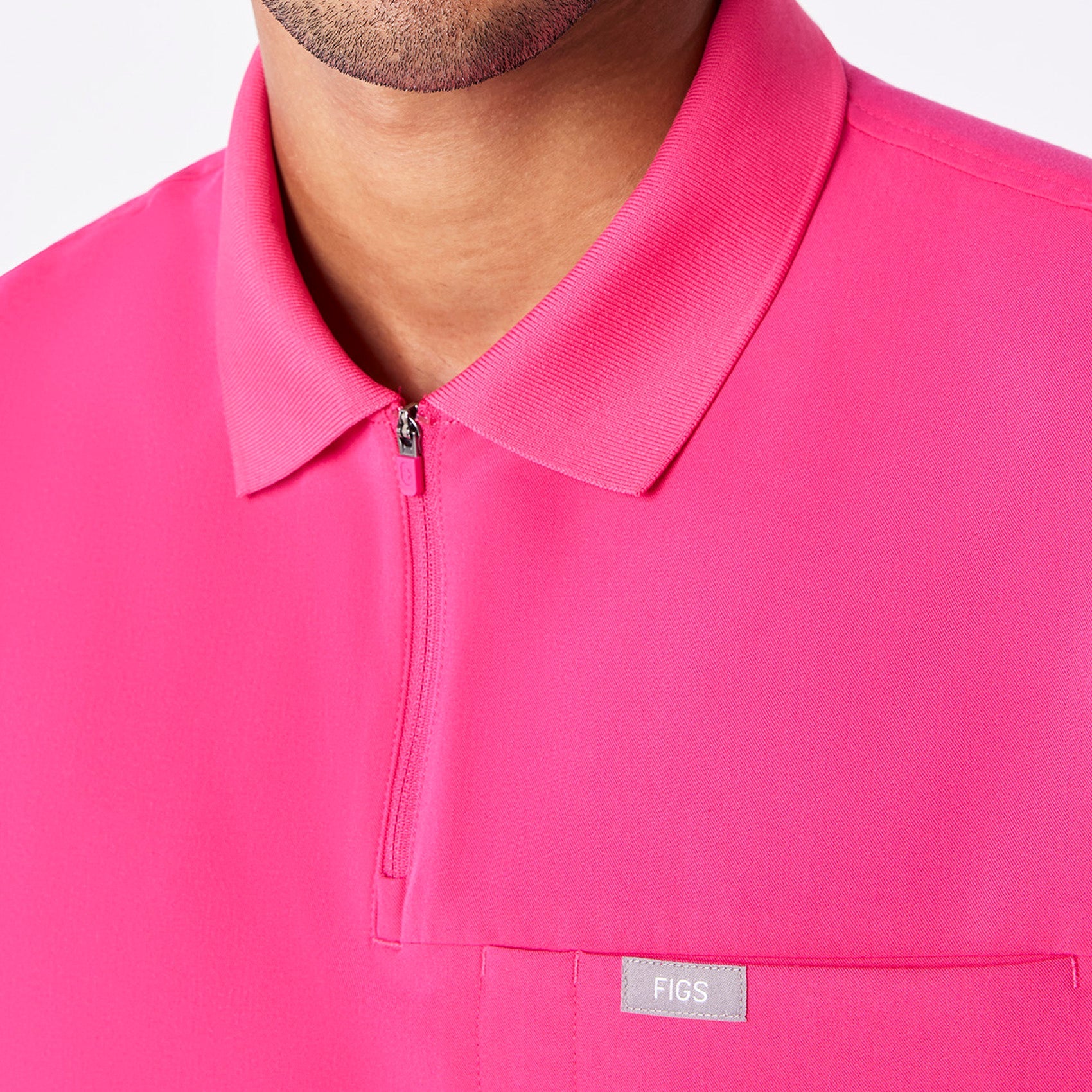 Jasper Polo Scrub Top - Shocking Pink