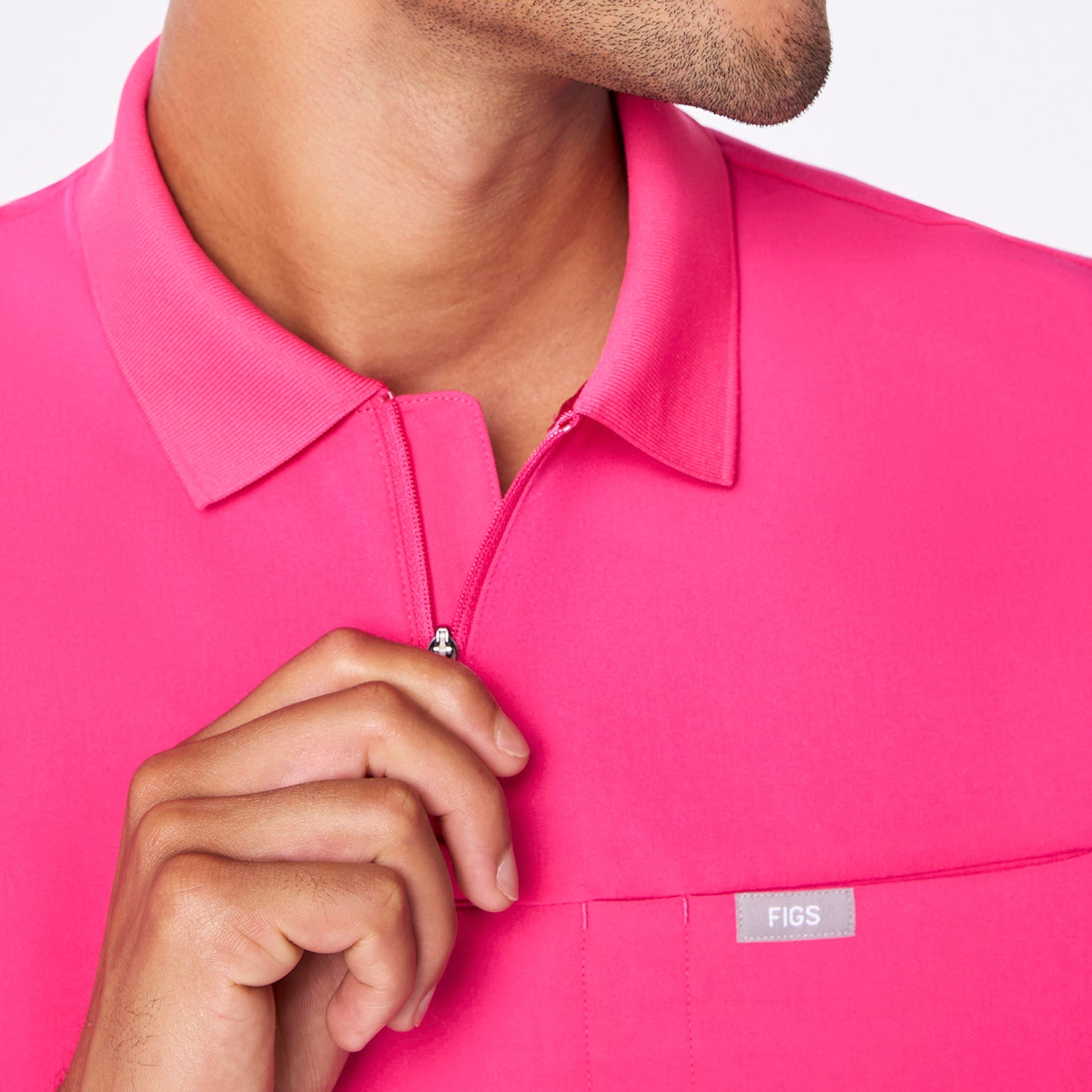 Jasper Polo Scrub Top - Shocking Pink