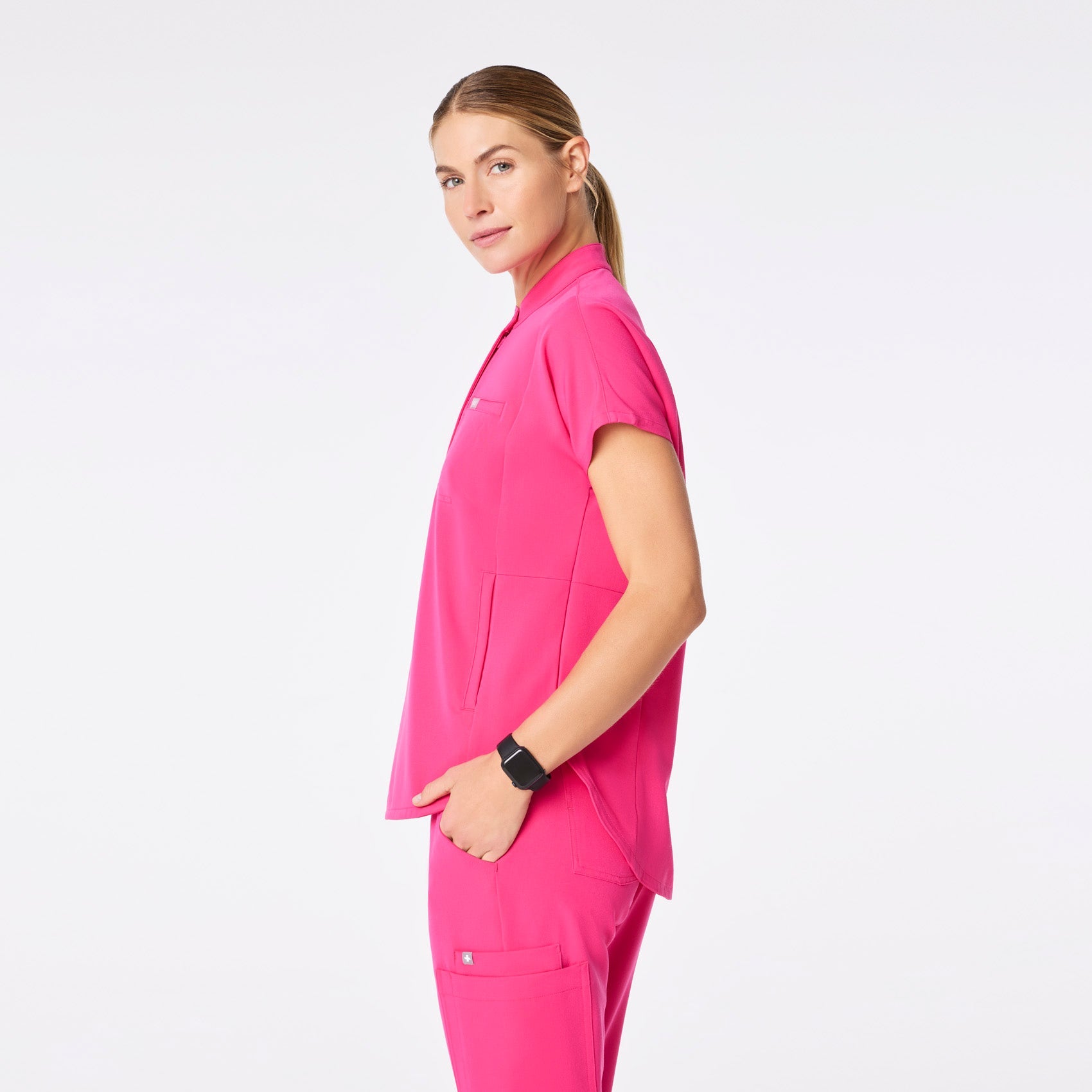 Montex Relaxed Scrub Top - Shocking Pink