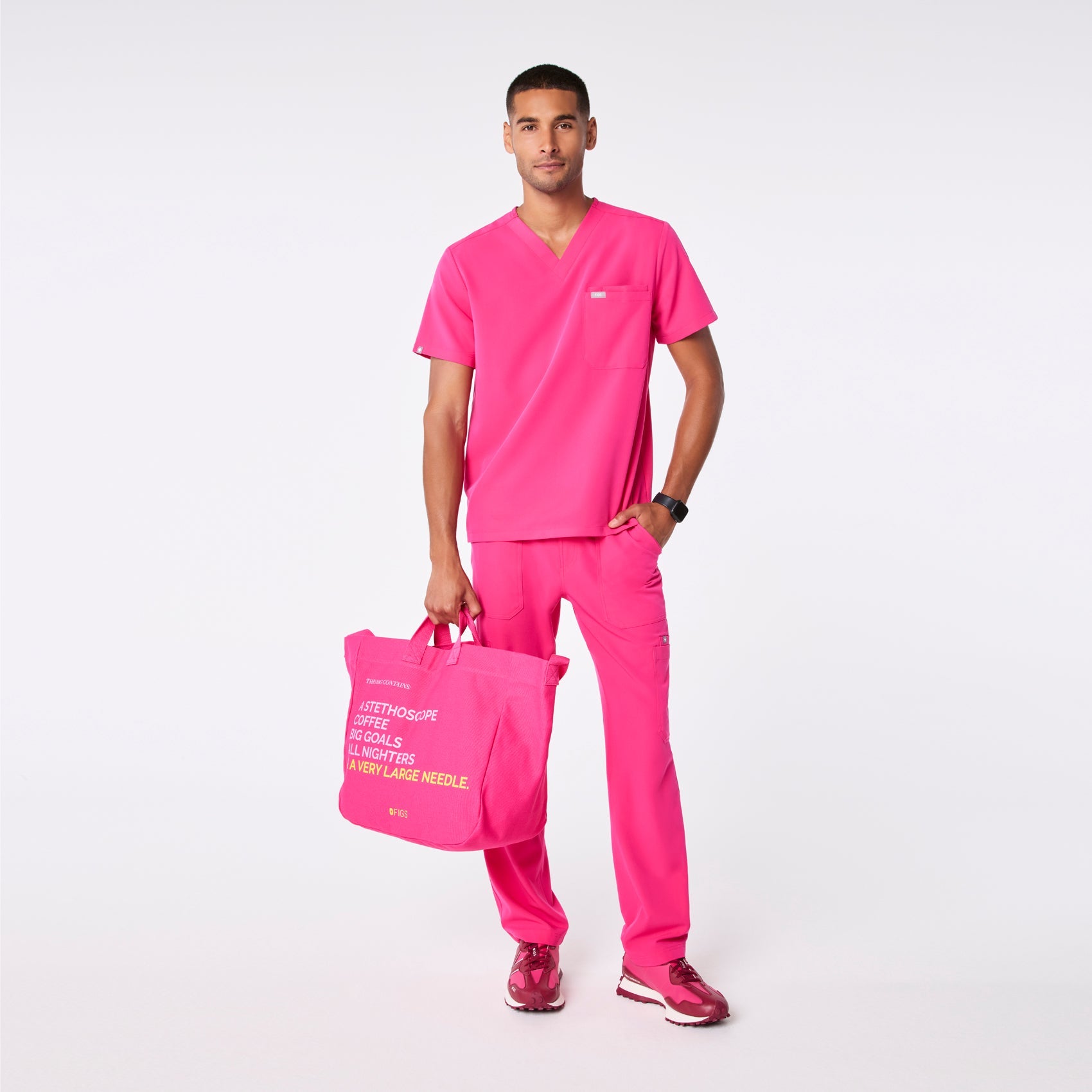A Very Large Needle Canvas Tote - Shocking Pink