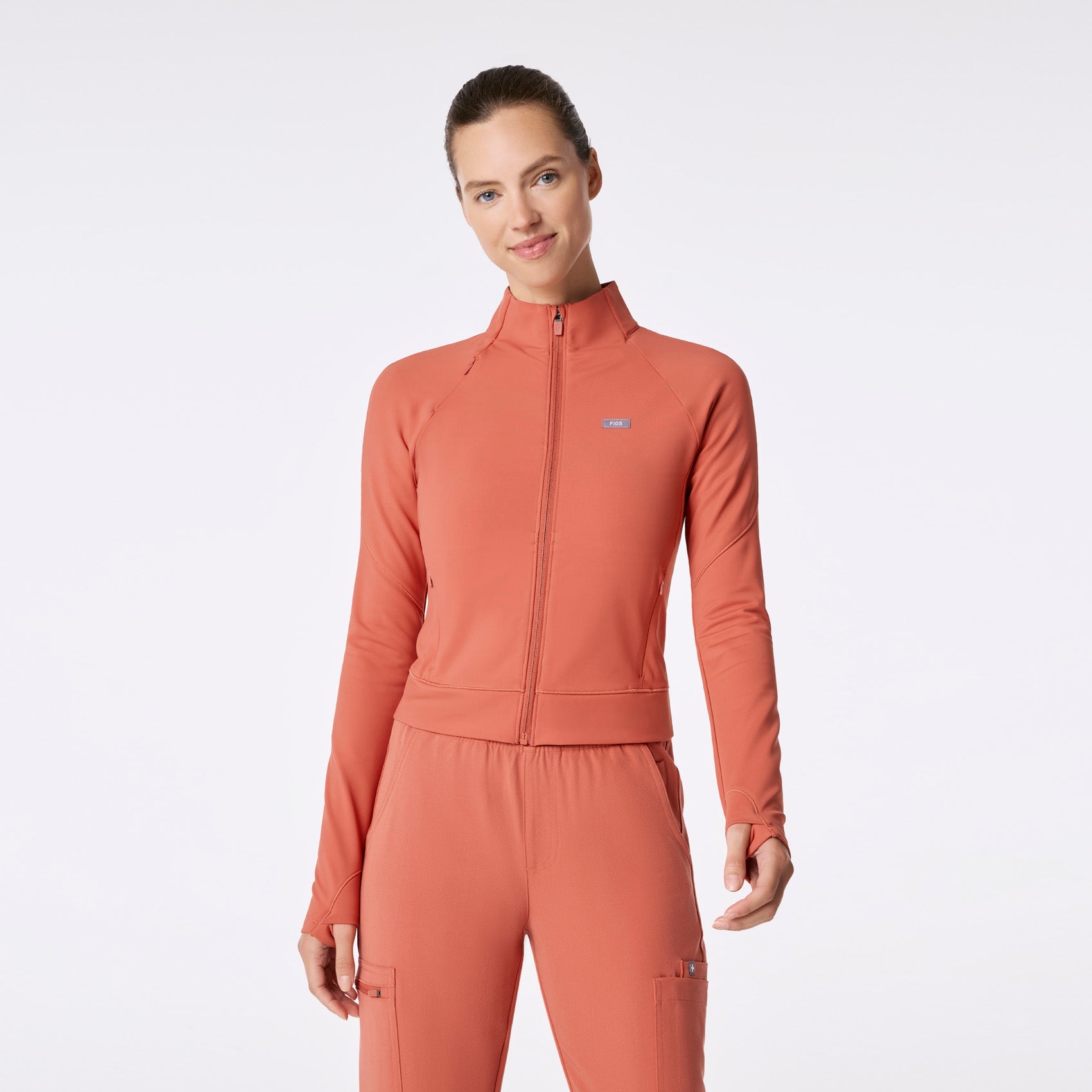 ContourKnit Cropped Scrub Jacket™ - Spiced Cider