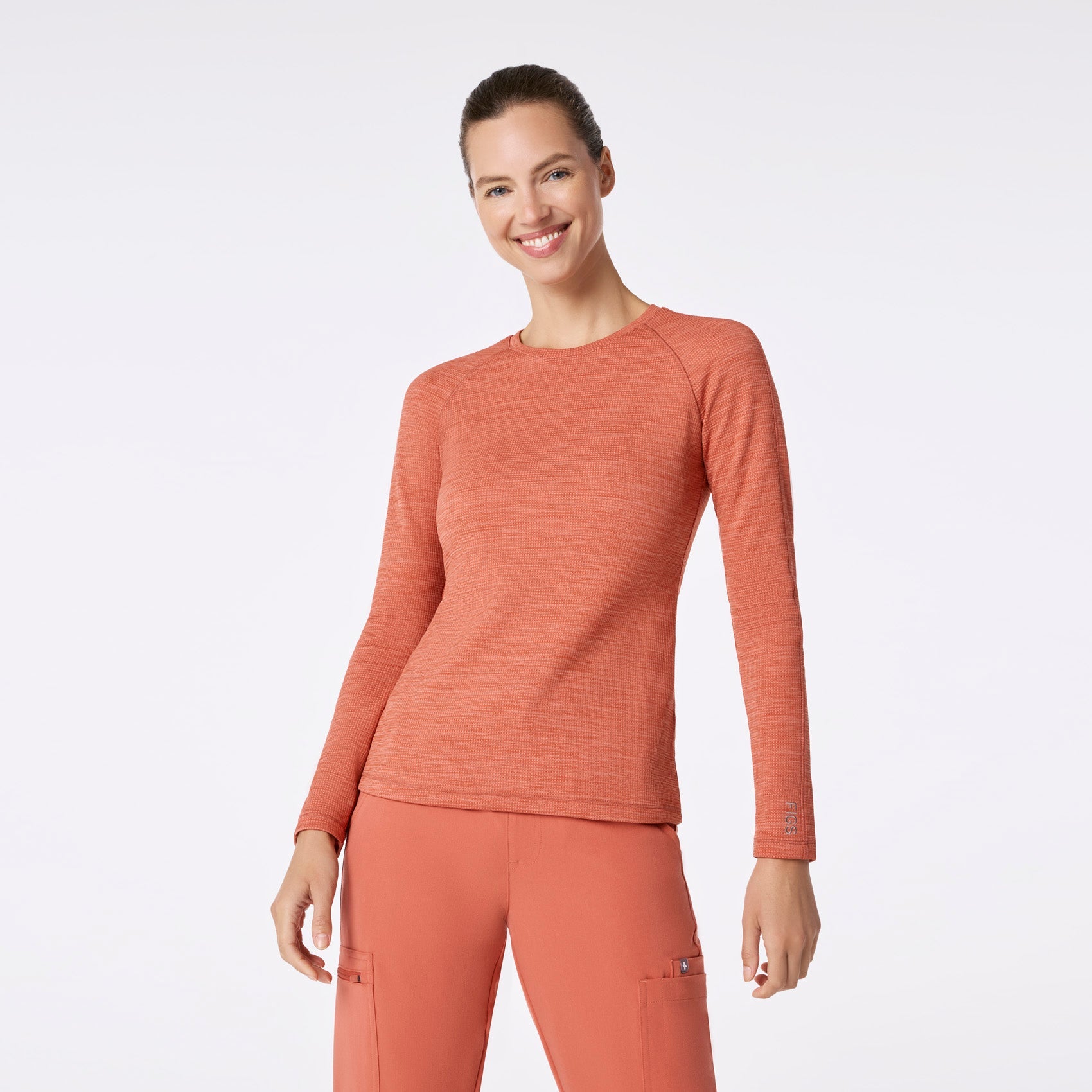 Waffle Long-Sleeve Underscrub - Space Dye/Spiced Cider