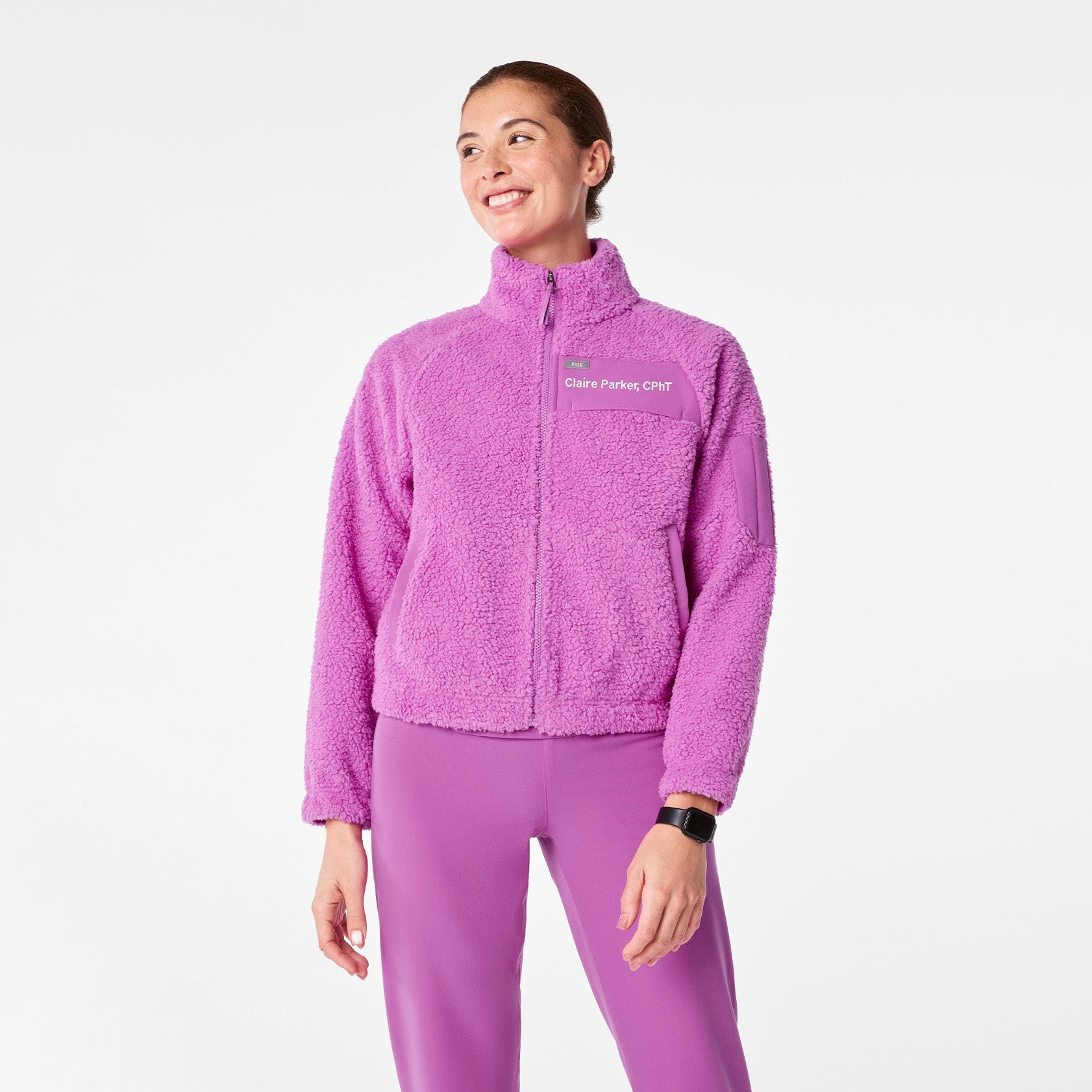 High-Pile Fleece Bomber Jacket - Ultraberry
