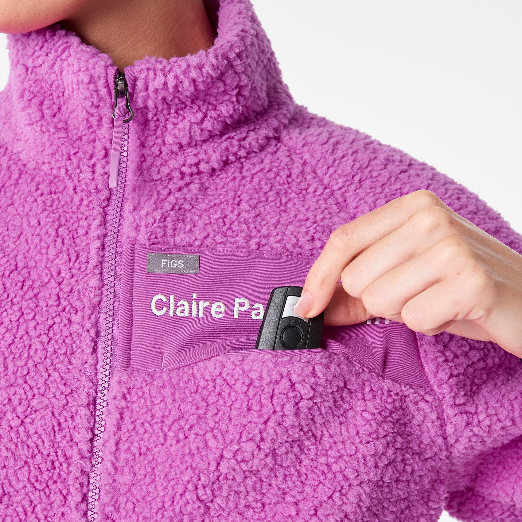 High-Pile Fleece Bomber Jacket - Ultraberry