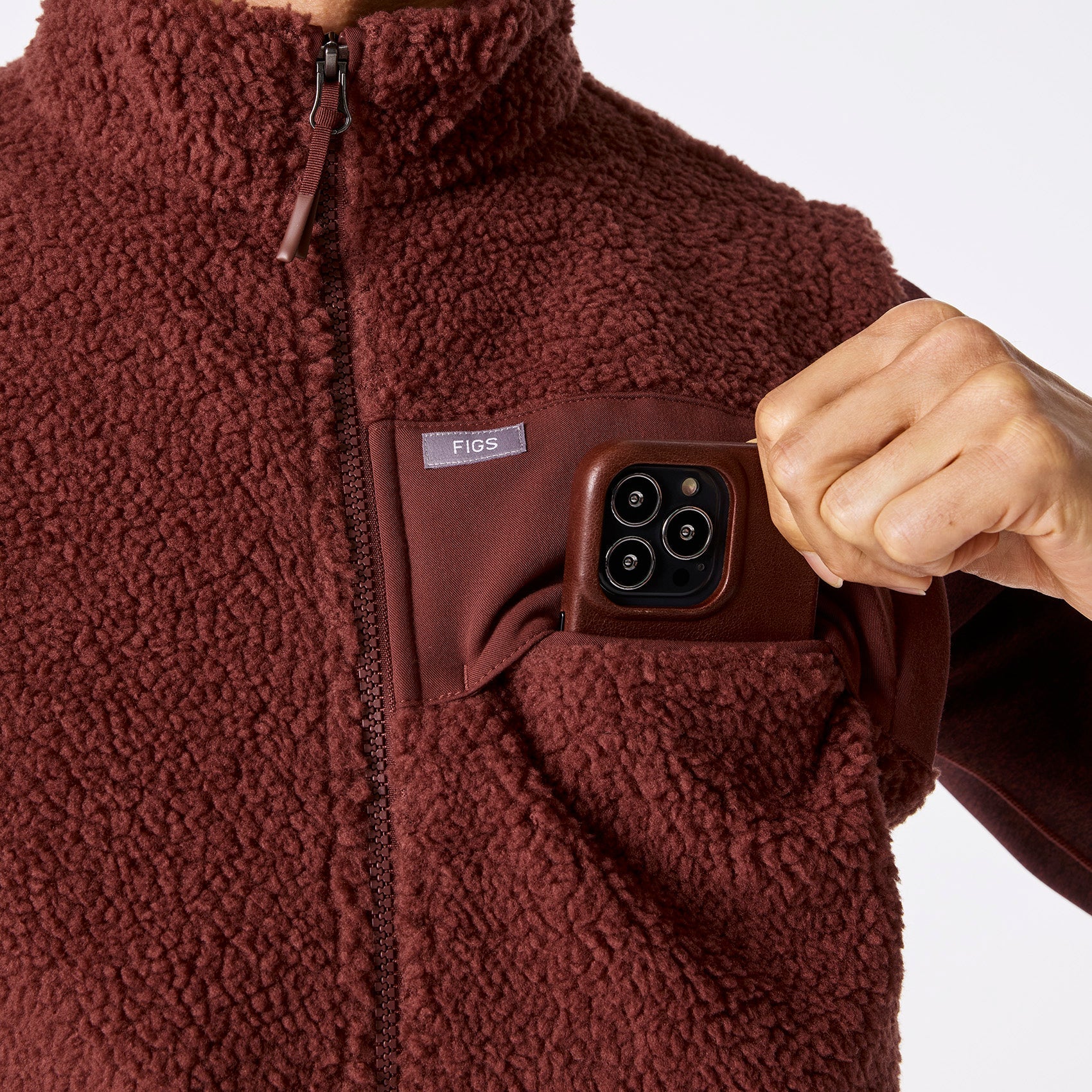 High-Pile Fleece Vest - Walnut