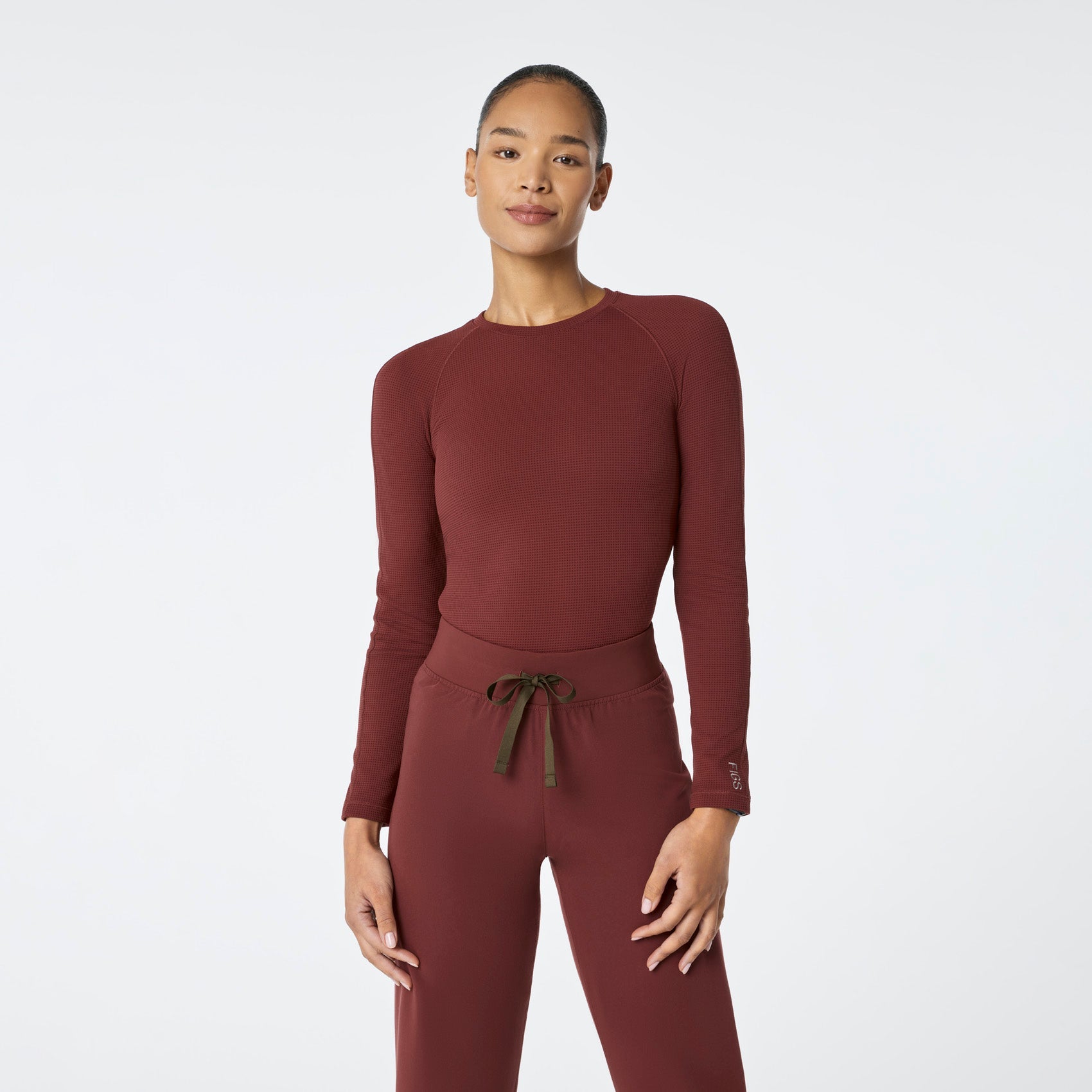 Waffle Long-Sleeve Underscrub - Walnut