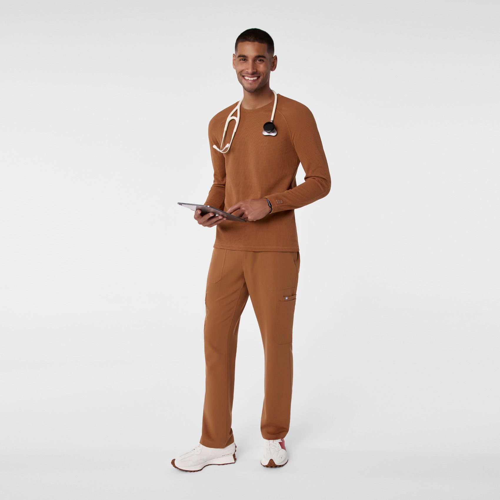Waffle Long-Sleeve Underscrub - Mocha