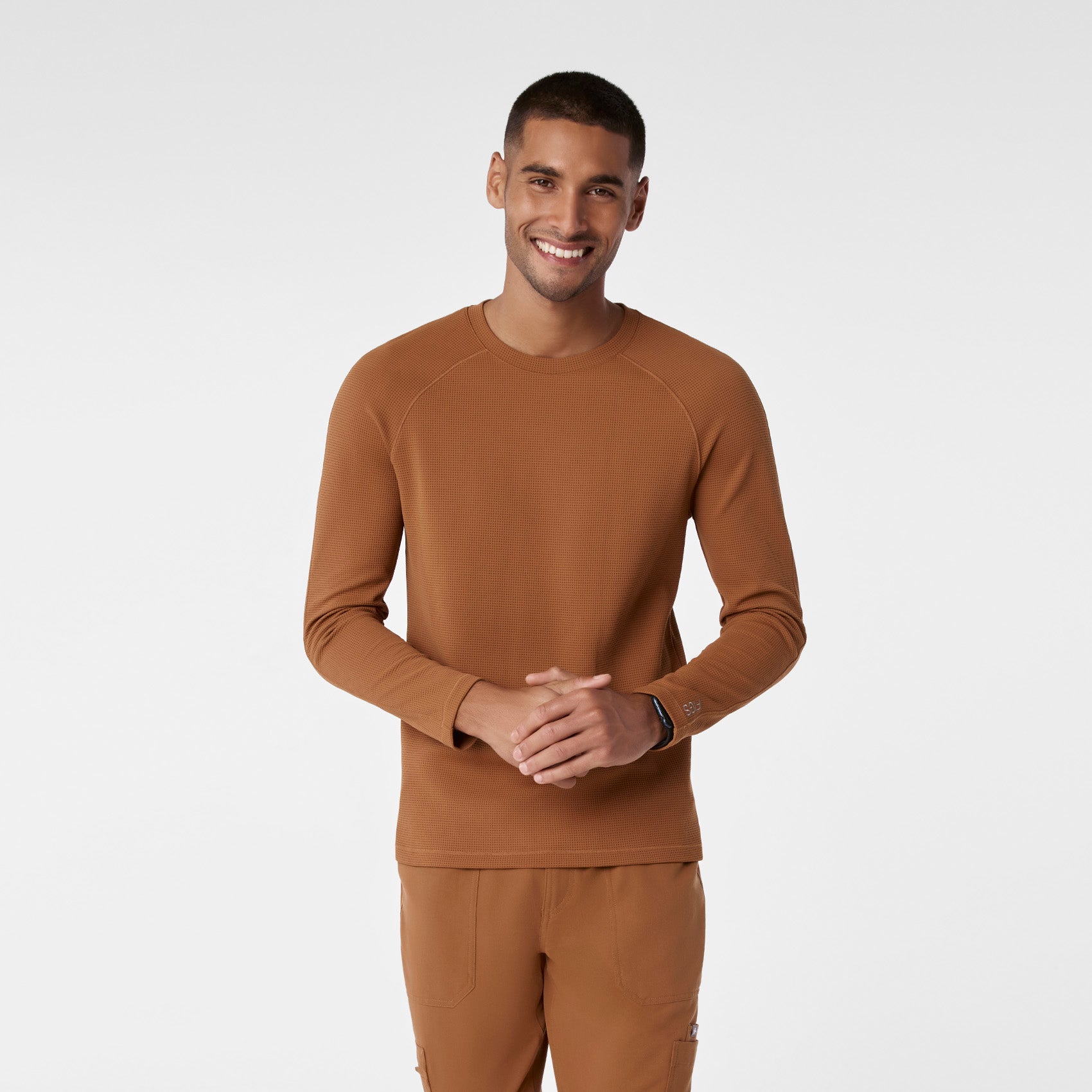 Waffle Long-Sleeve Underscrub - Mocha