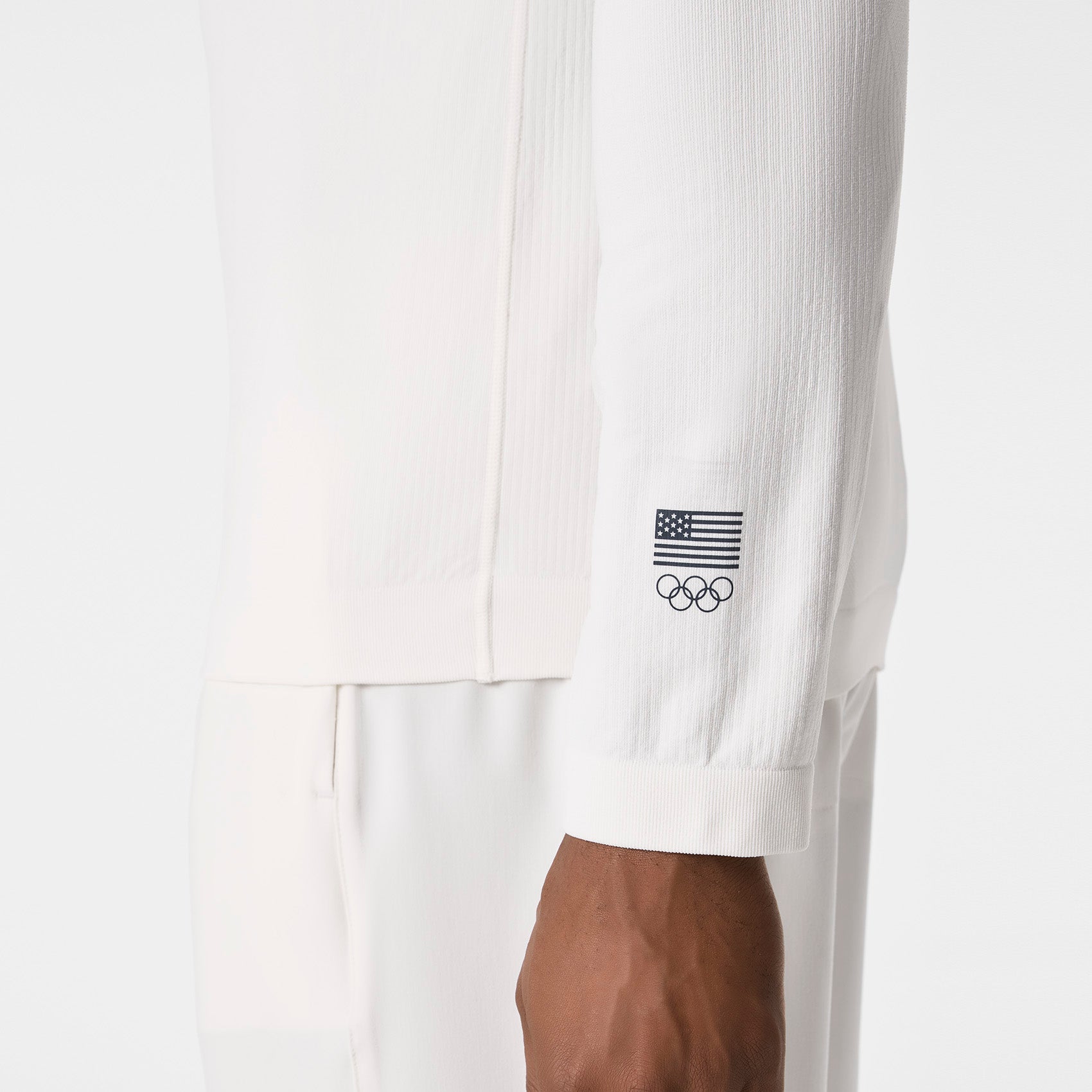 FIGS x Team USA Mock-Neck Long-Sleeve Underscrub - Off White