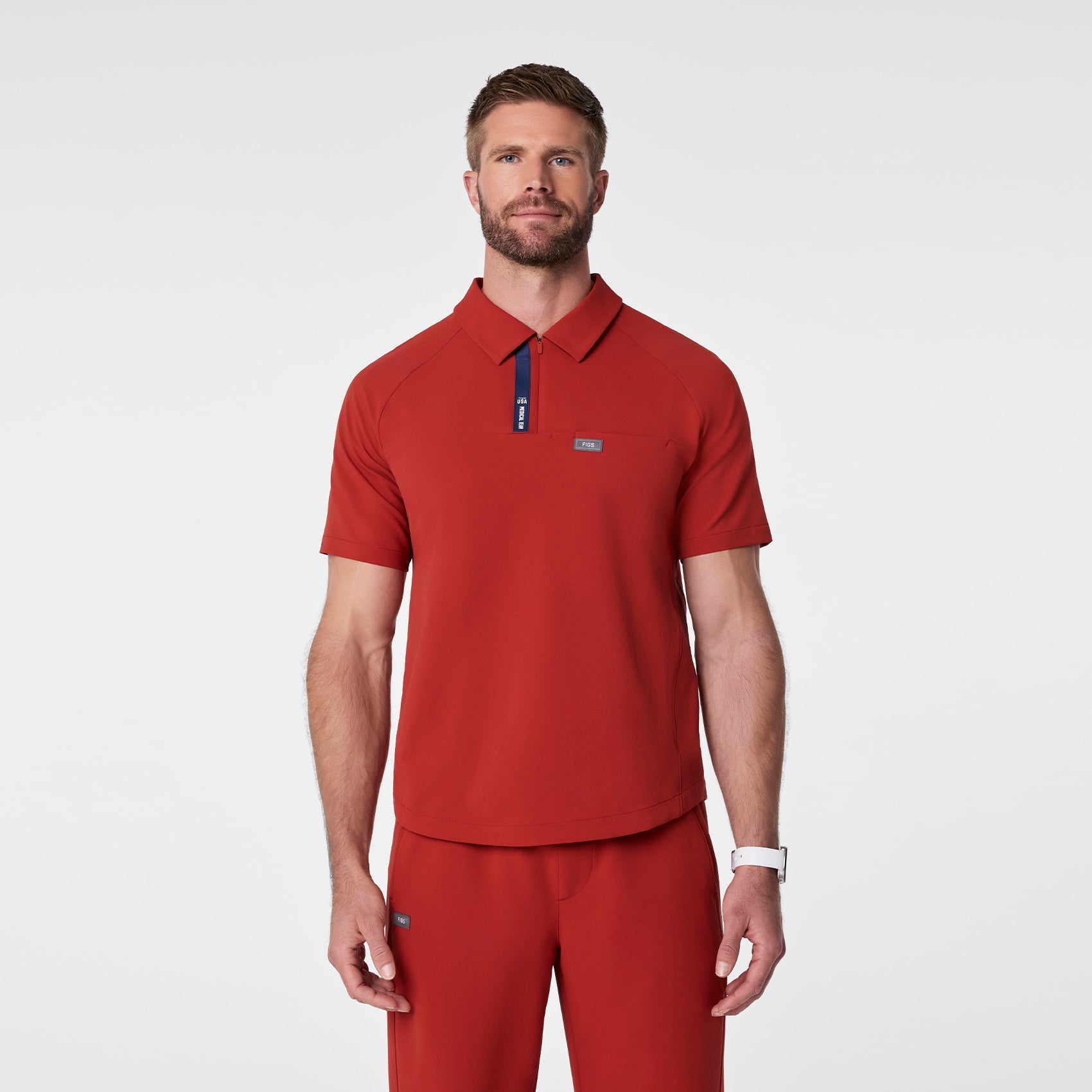 FIGS x Team USA Polo Scrub Top - Team USA Red