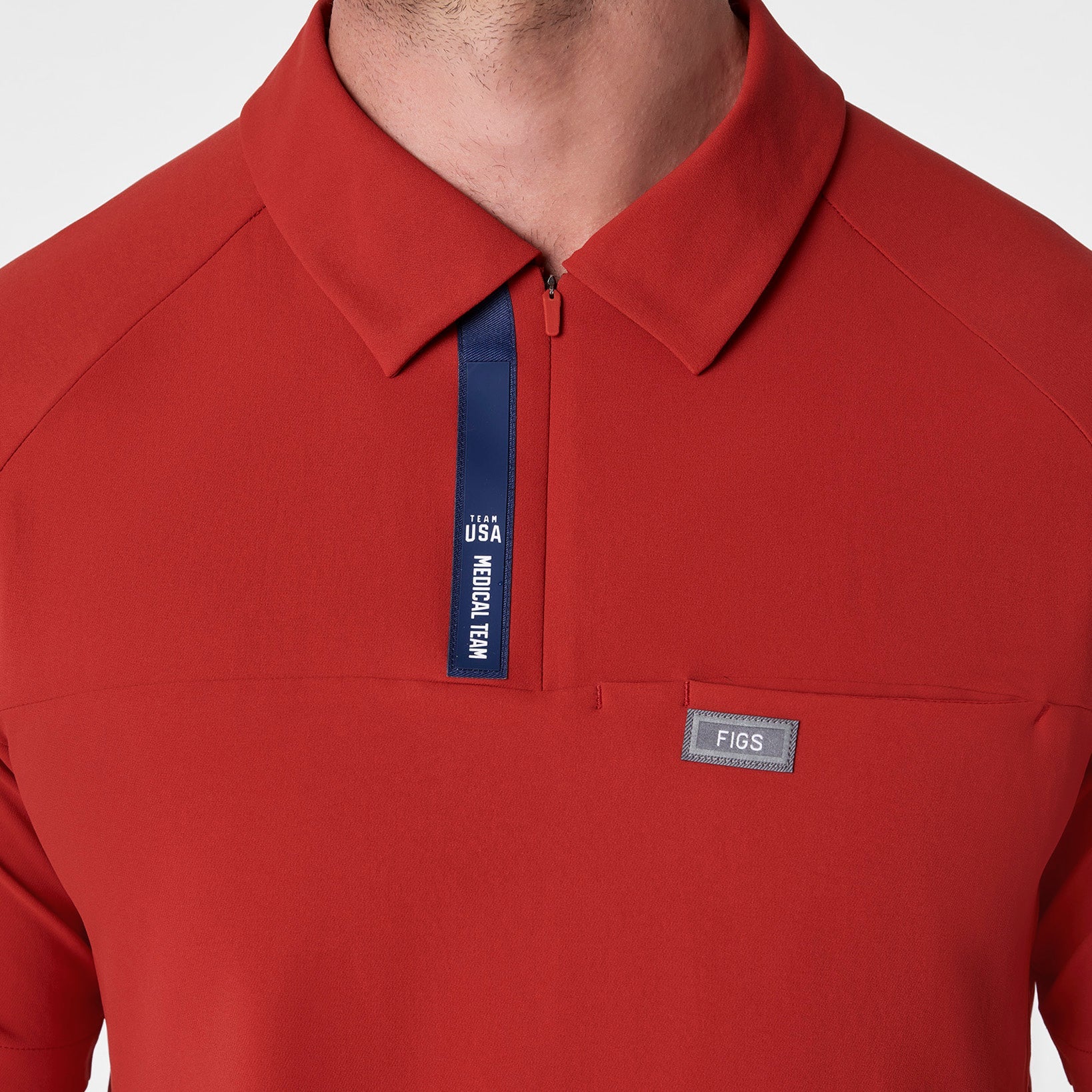 FIGS x Team USA Polo Scrub Top - Team USA Red