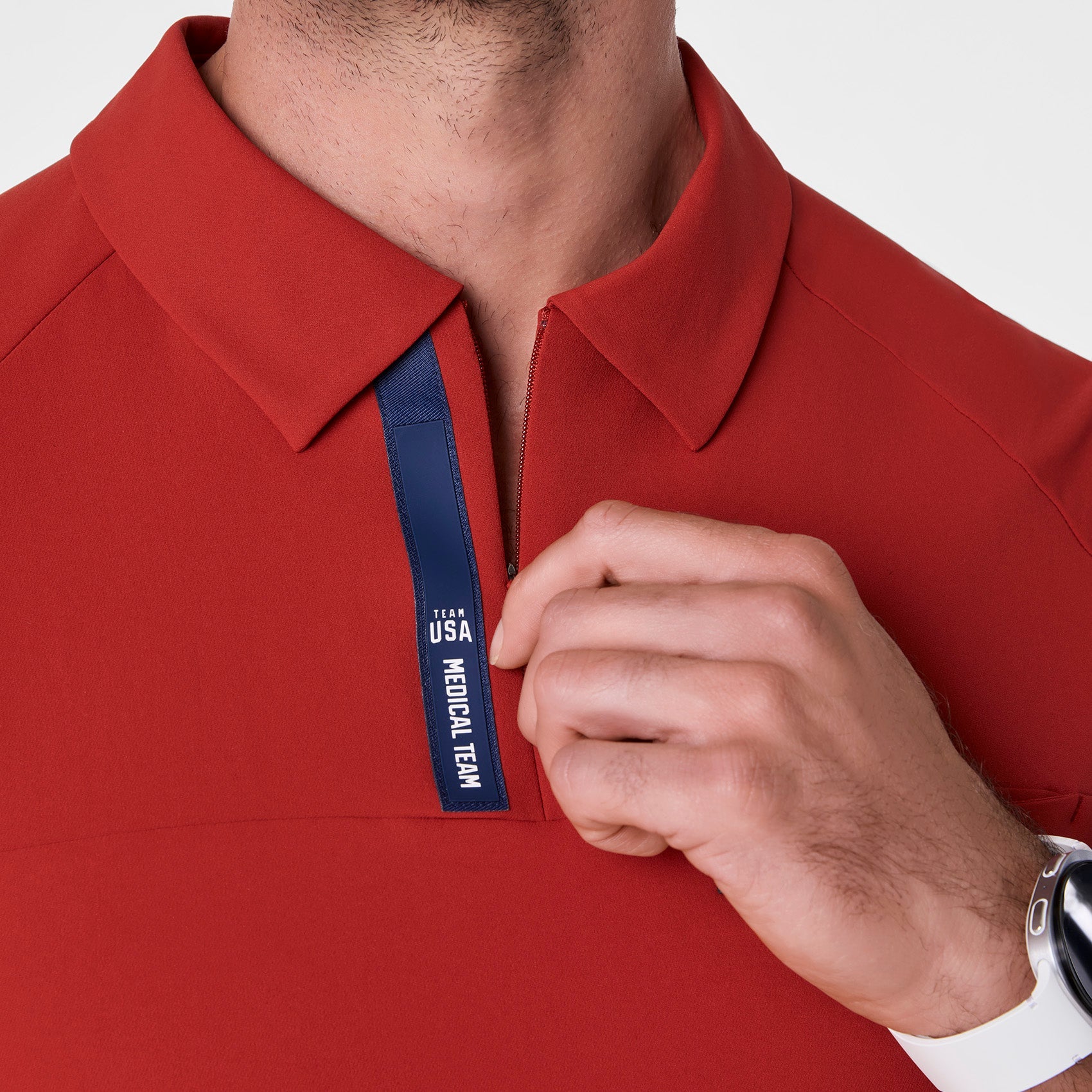 FIGS x Team USA Polo Scrub Top - Team USA Red