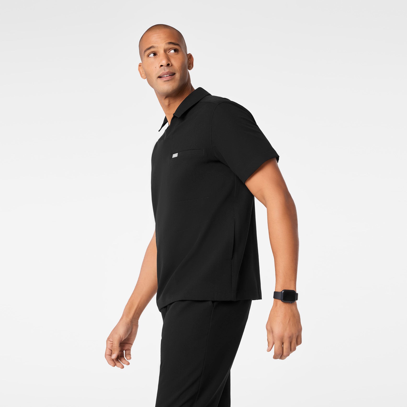 Arad Polo Scrub Top - Black