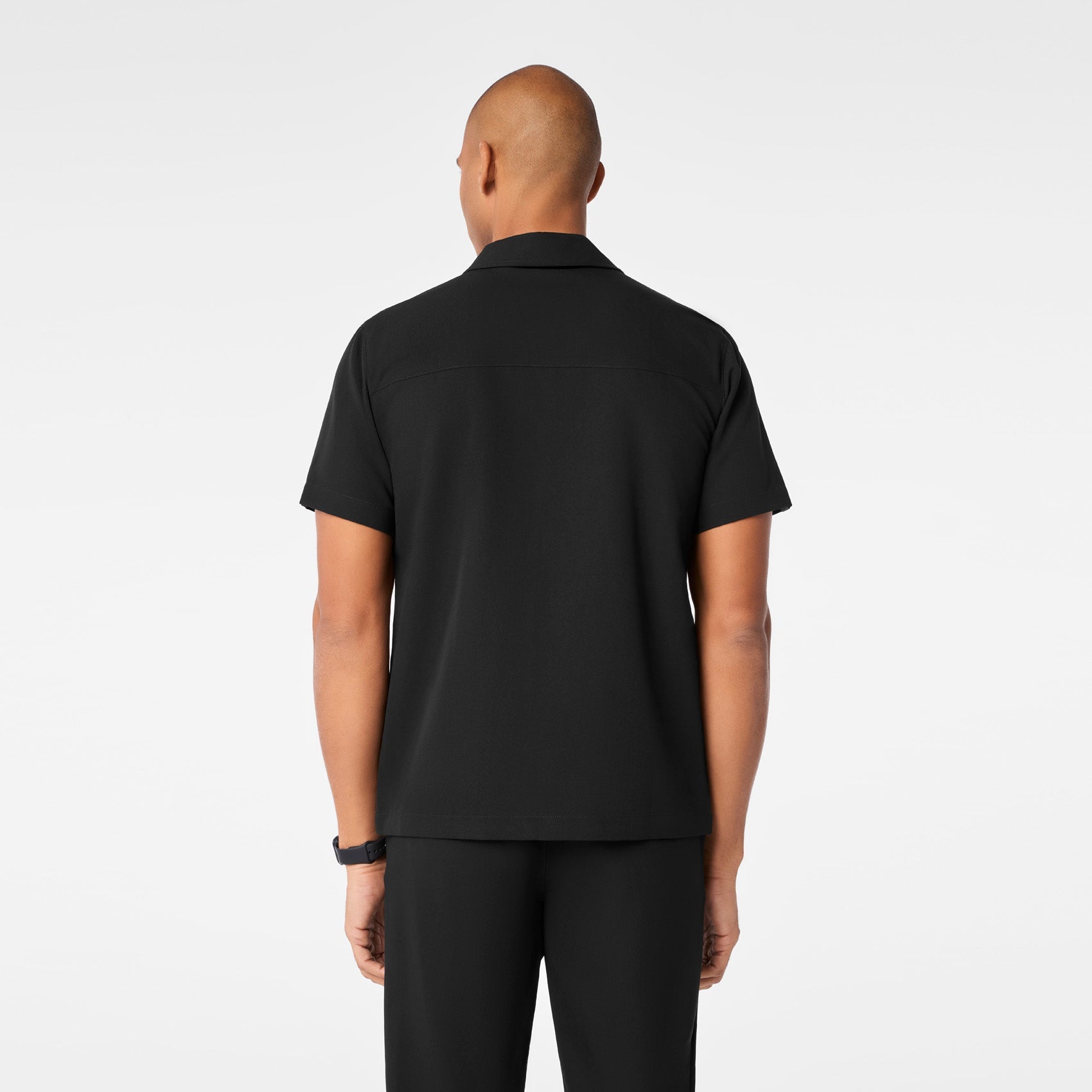 Arad Polo Scrub Top - Black