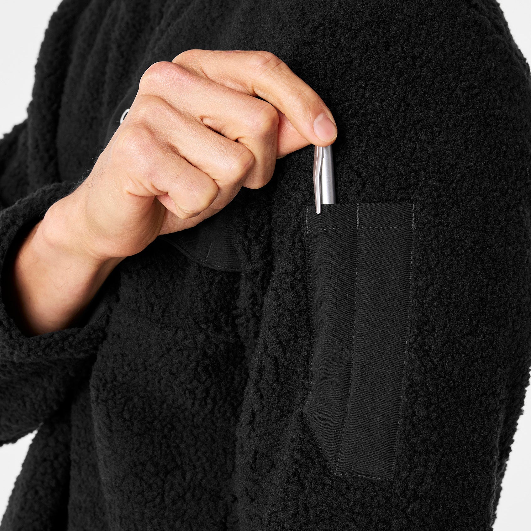 High-Pile Fleece Pullover - Black