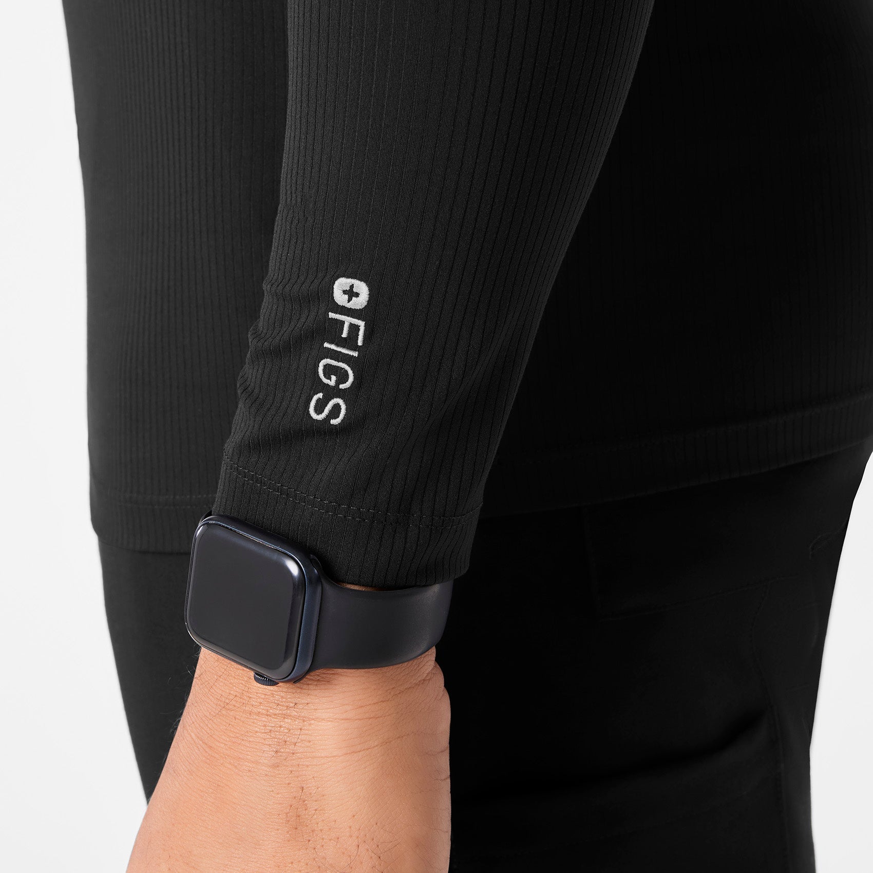 Thomas Ribbed Long-Sleeve Underscrub - Black
