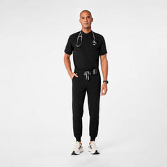Stratton Henley Scrub Top - Black