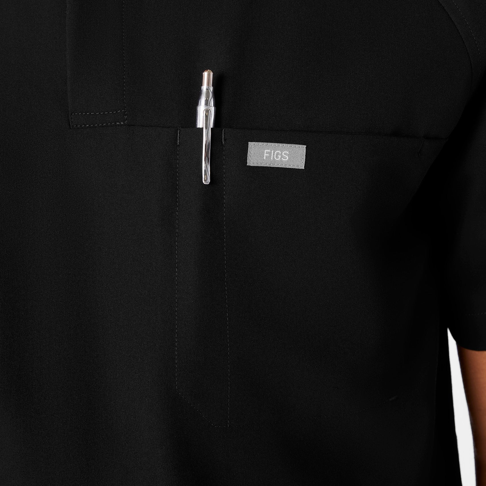 Stratton Henley Scrub Top - Black