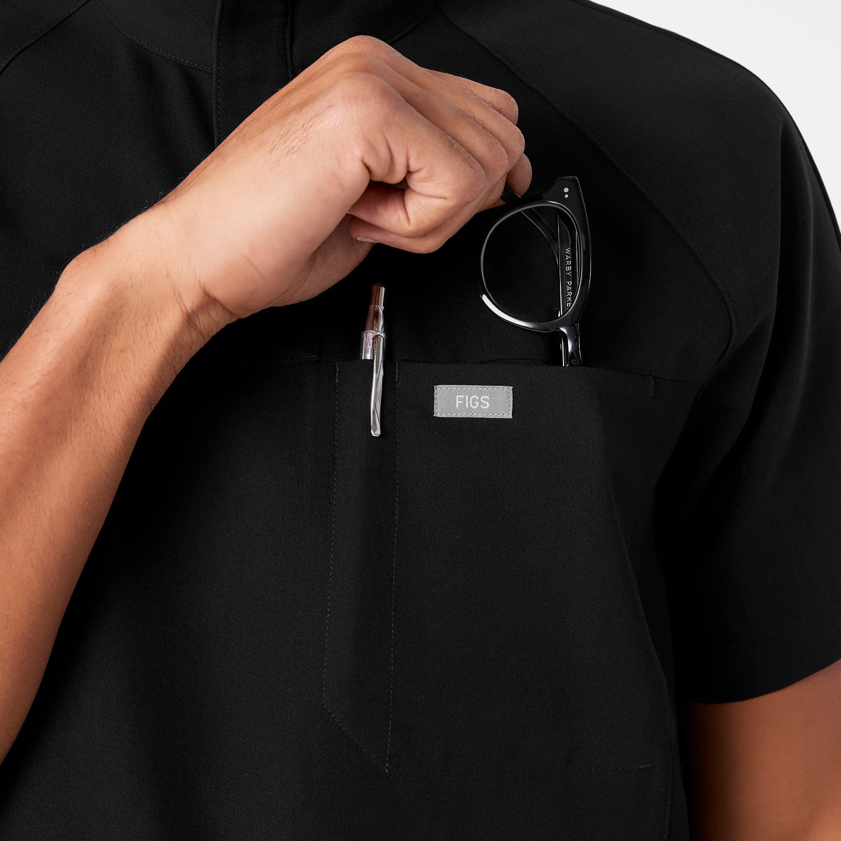 Timmons Mock-Neck Scrub Top - Black