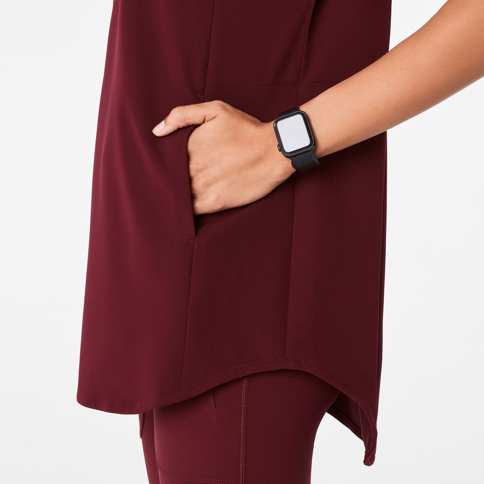 Addison Tunic Scrub Top - Burgundy