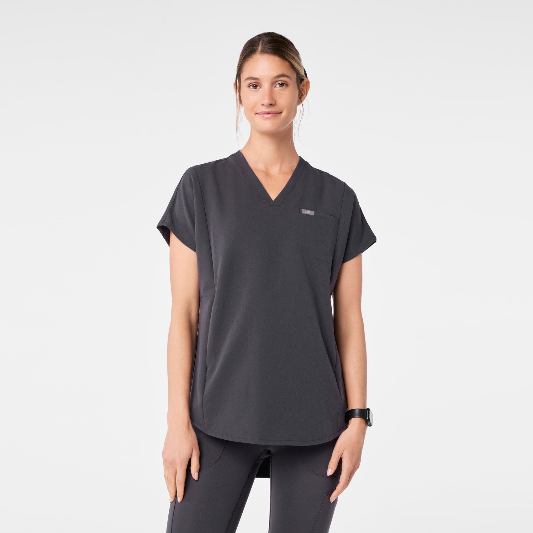  Addison Tunic Scrub Top - Charcoal