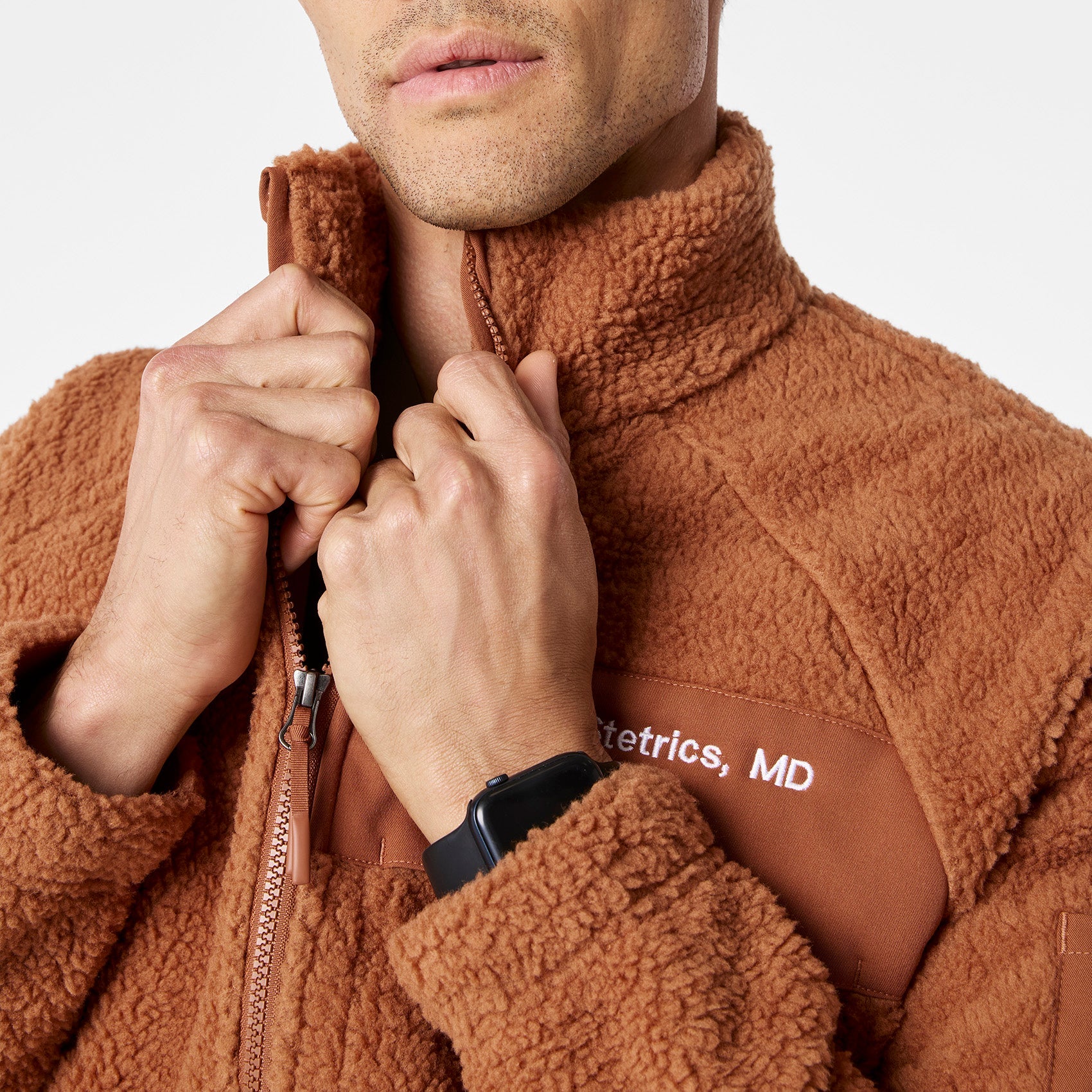 High-Pile Fleece Bomber Jacket - Mocha