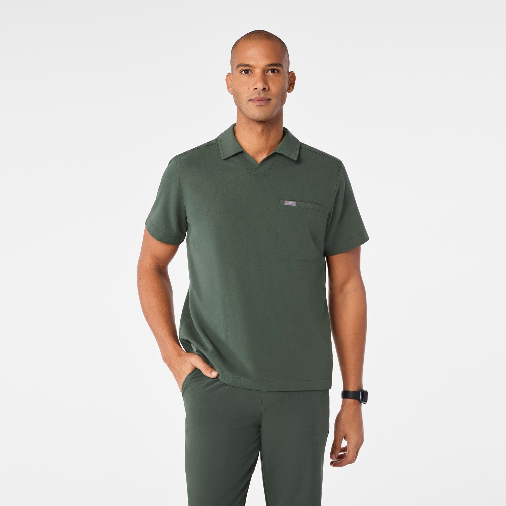 Arad Polo Scrub Top - Moss
