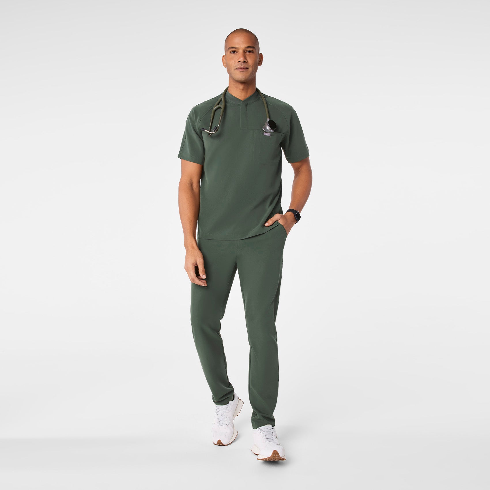 Stratton Henley Scrub Top - Moss