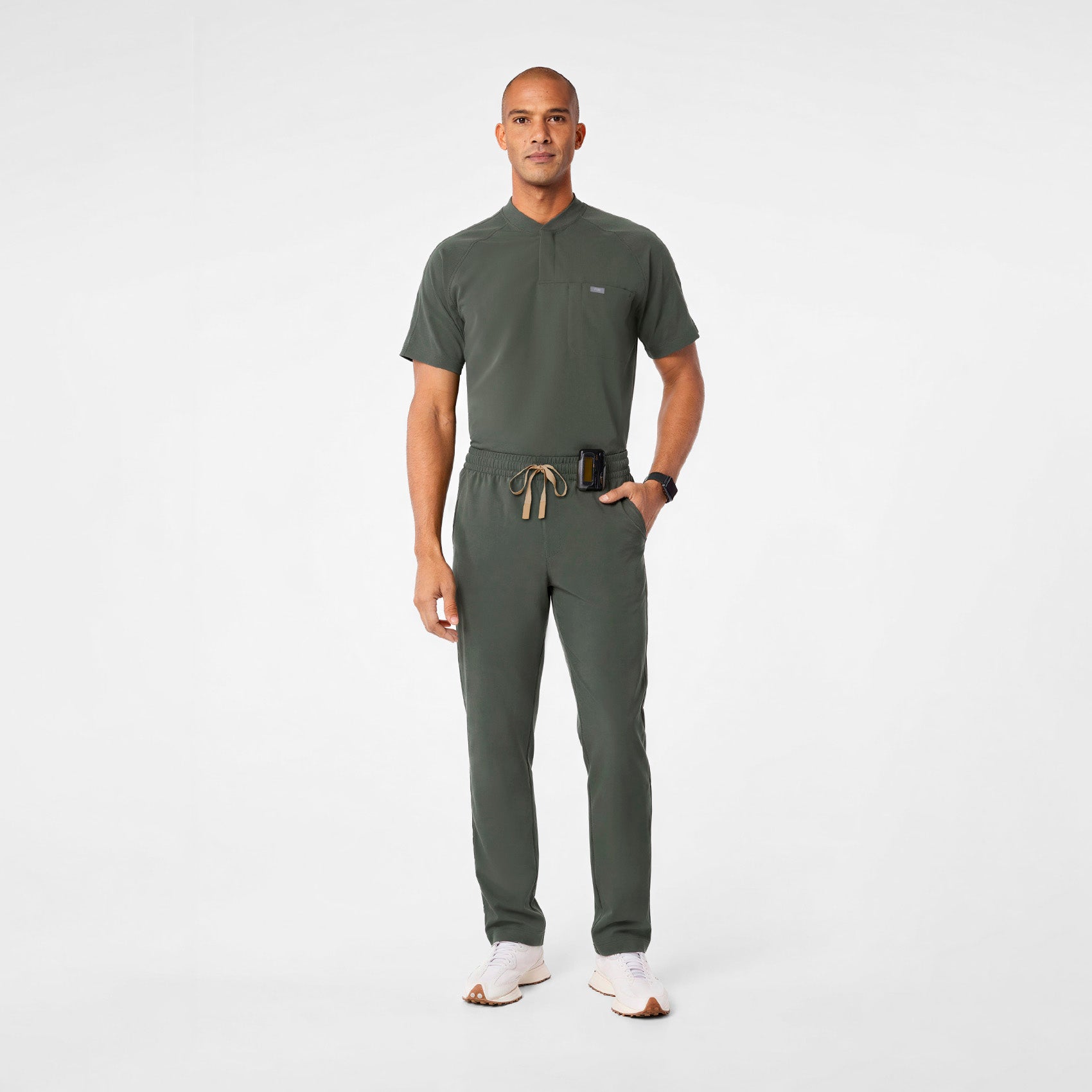 Stratton Henley Scrub Top - Moss
