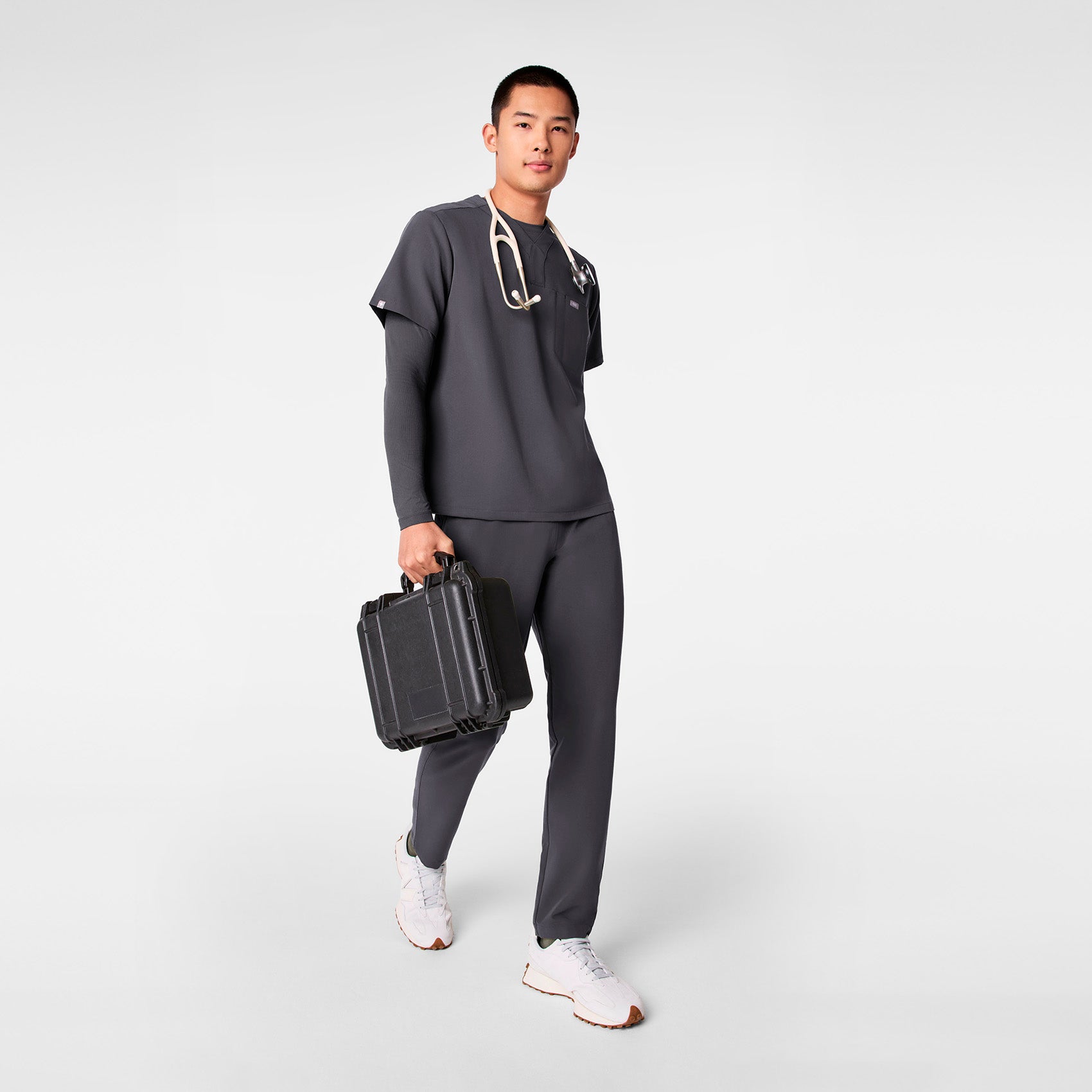 Surrey V-Neck Scrub Top - Charcoal