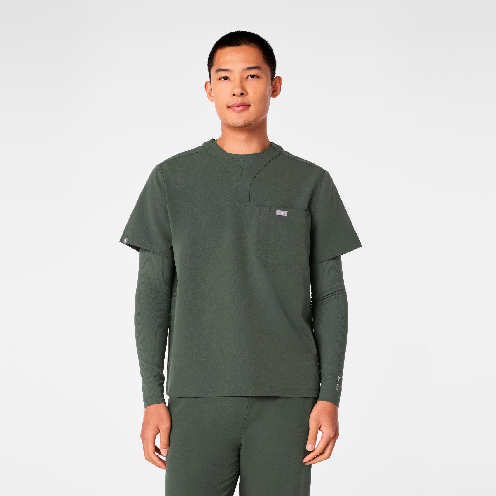 Surrey V-Neck Scrub Top - Moss