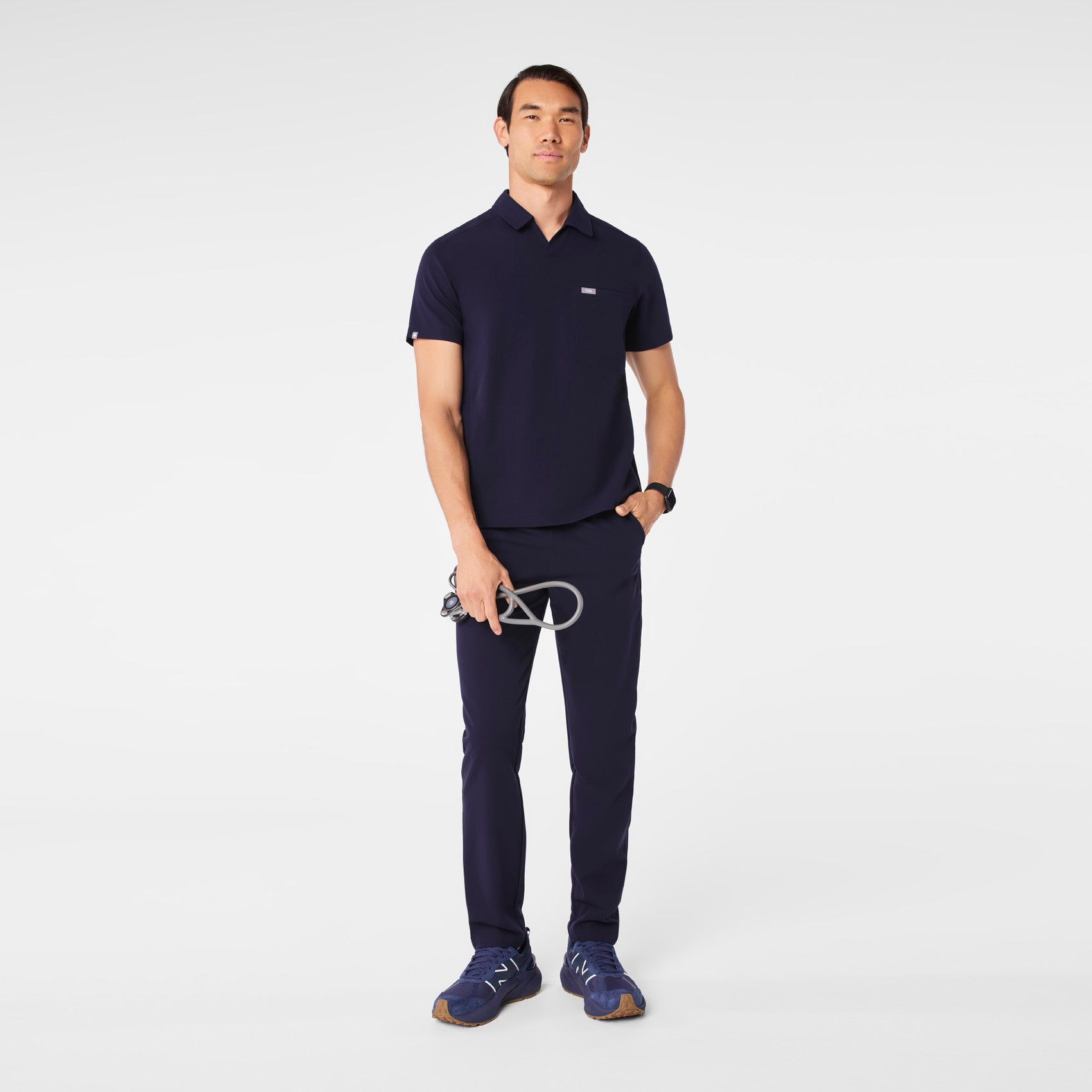 Arad Polo Scrub Top - Navy