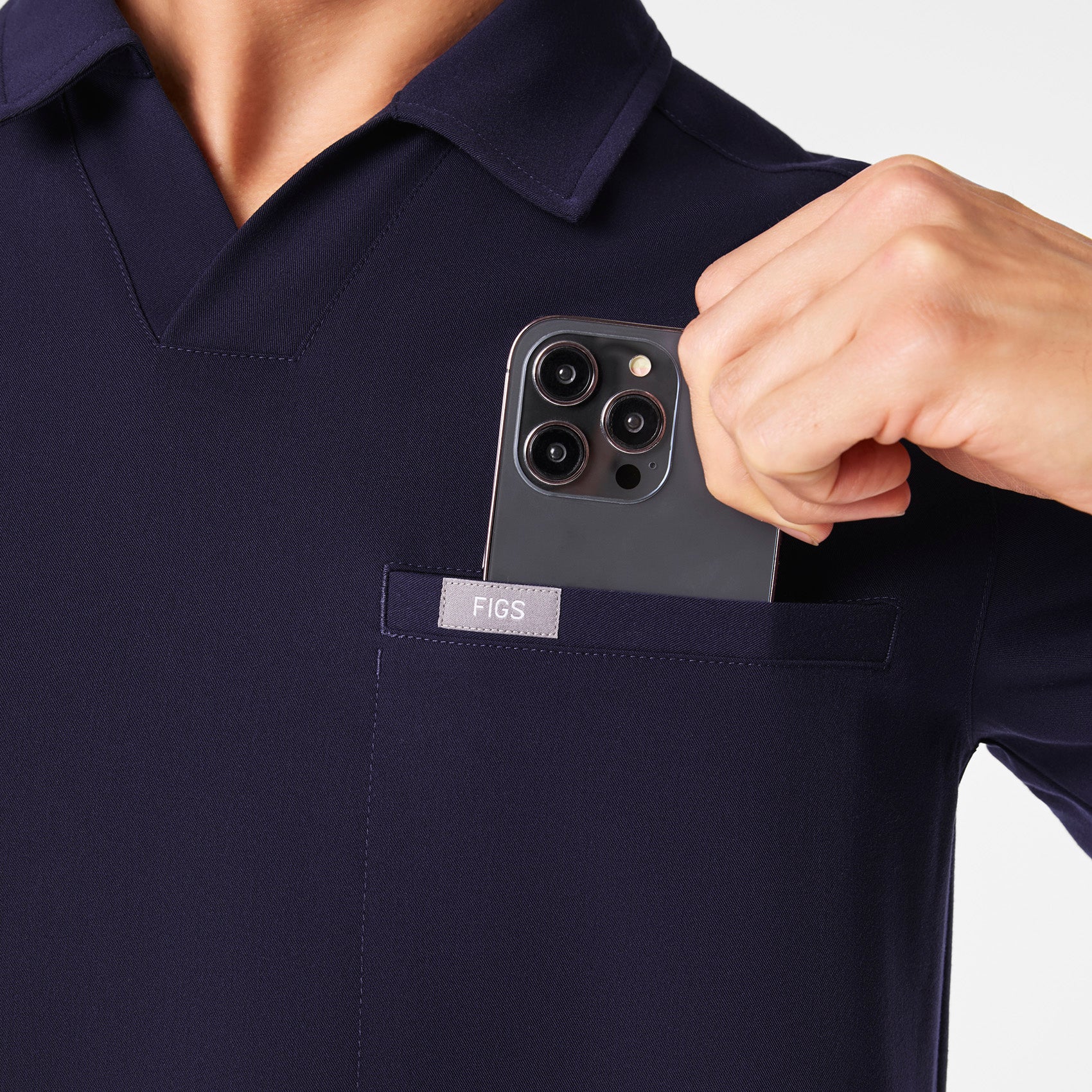 Arad Polo Scrub Top - Navy