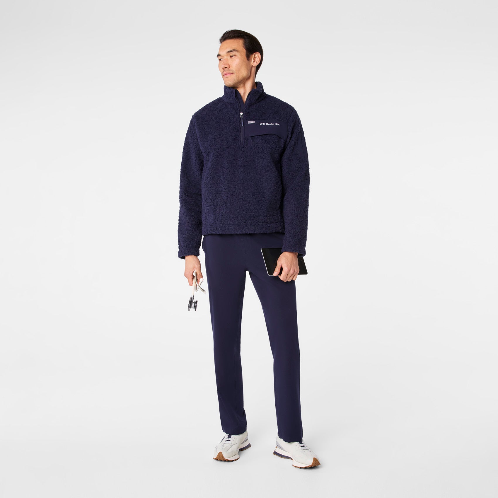 High-Pile Fleece Pullover - Navy