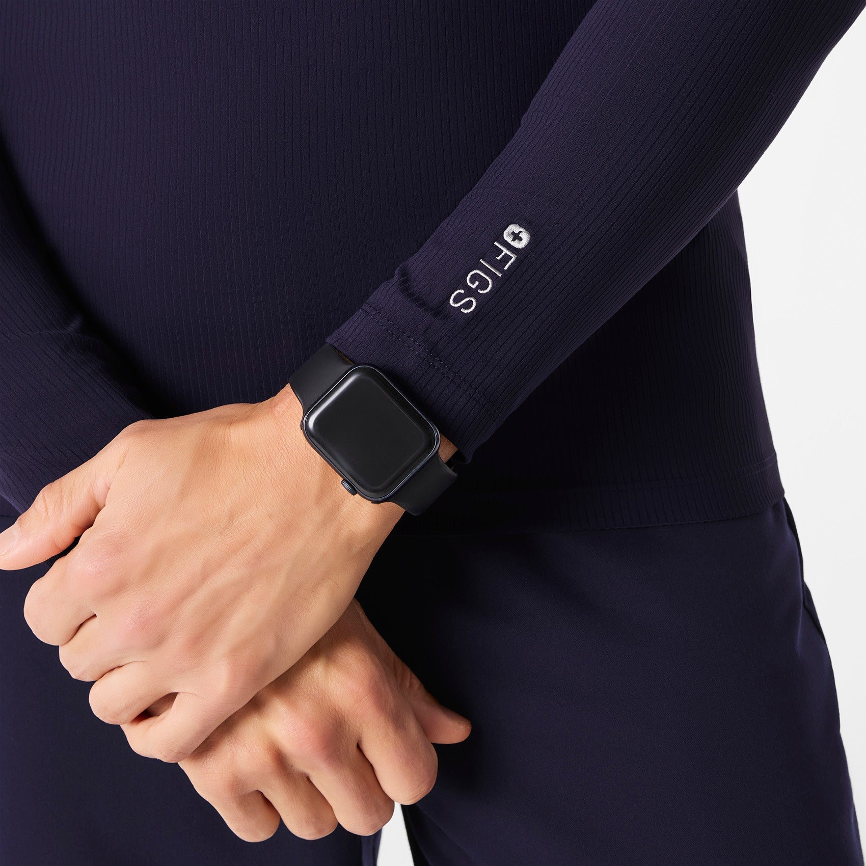 Thomas Ribbed Long-Sleeve Underscrub - Navy