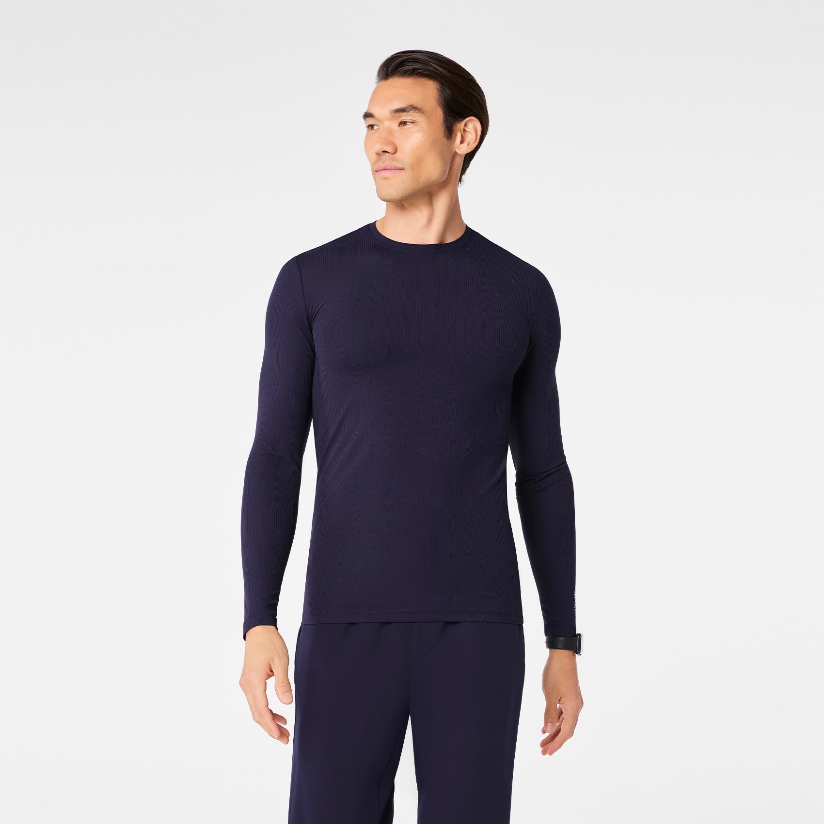 Thomas Ribbed Long-Sleeve Underscrub - Navy