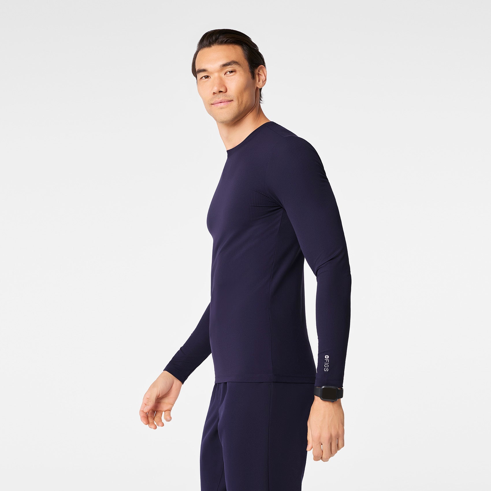 Thomas Ribbed Long-Sleeve Underscrub - Navy